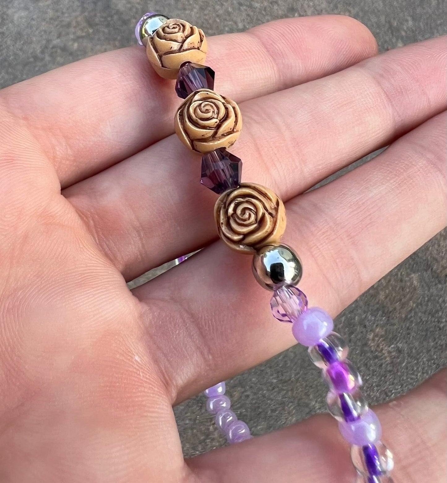 Handmade Rosette Purple Anklet/Bracelet - Small