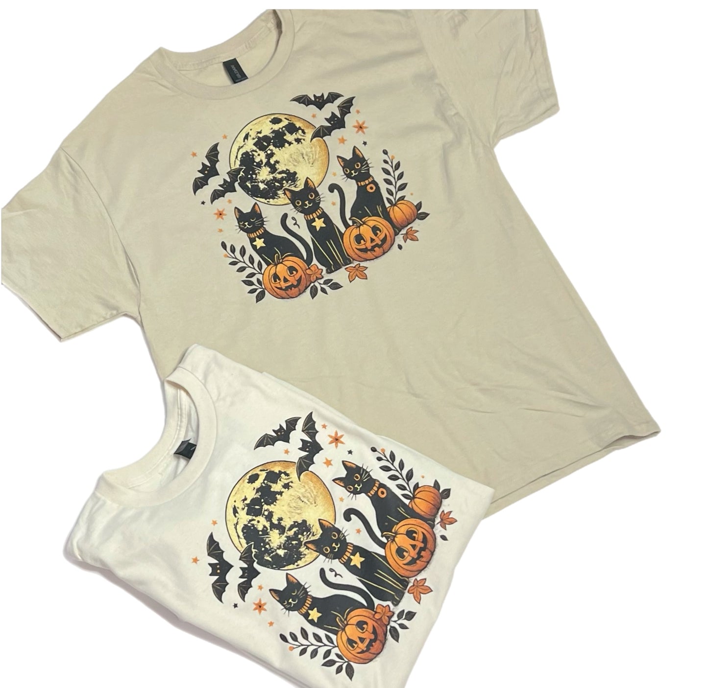Halloween T-Shirt w/ Bats, Cats, & Pumpkins