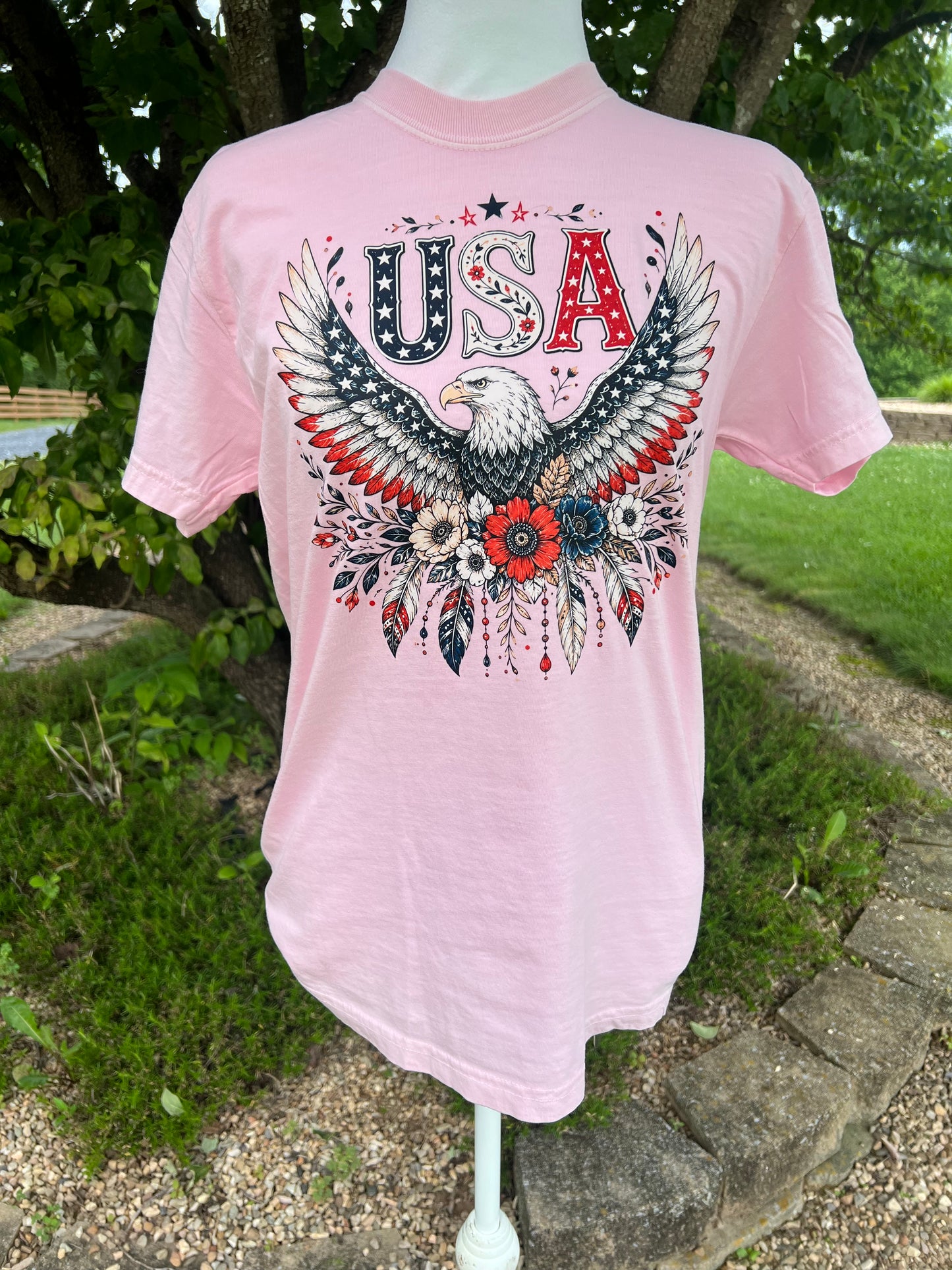 USA Floral Eagle T-Shirt - Small