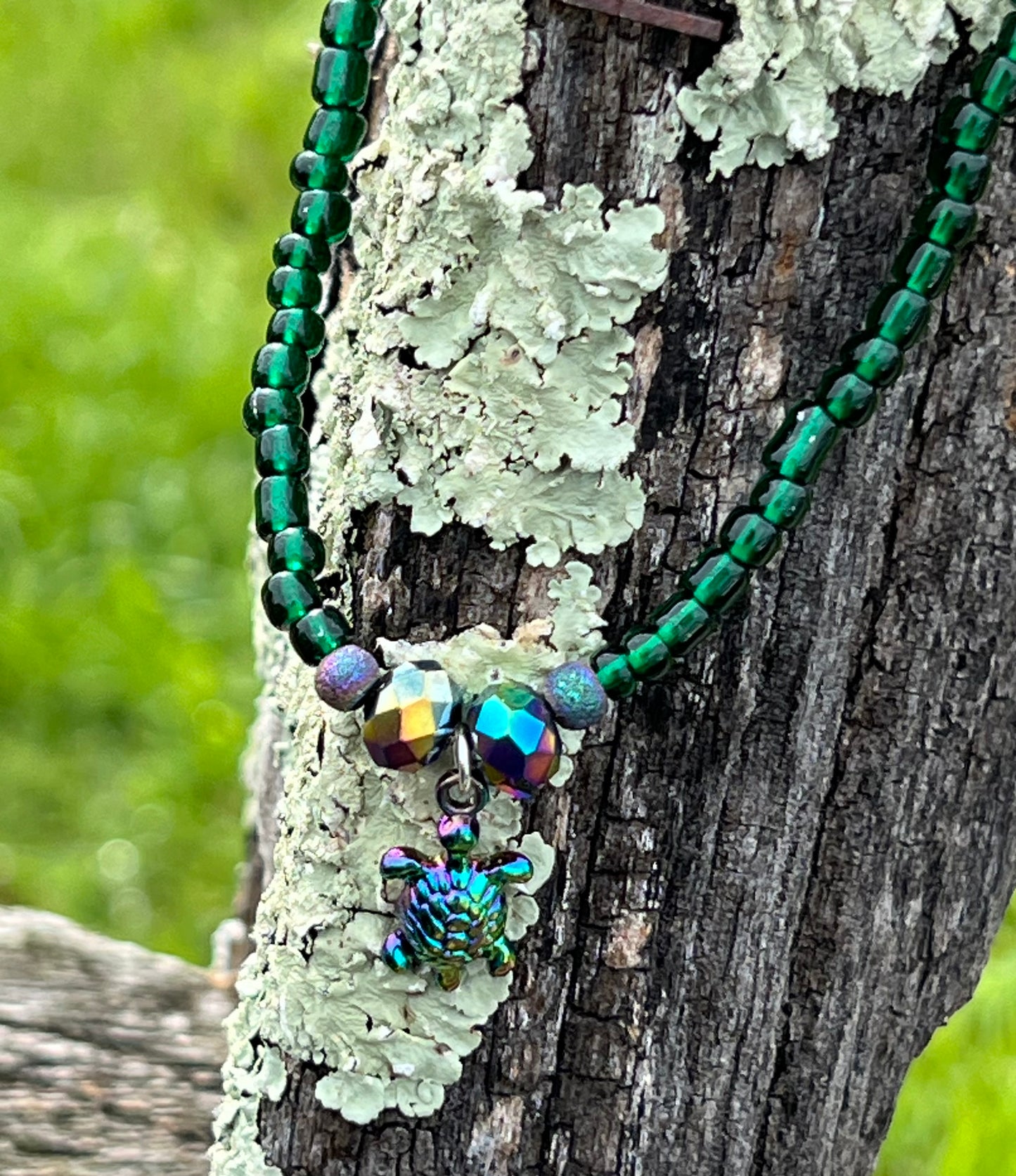 Handmade Oil Spill Sea Turtle Anklet/Bracelet
