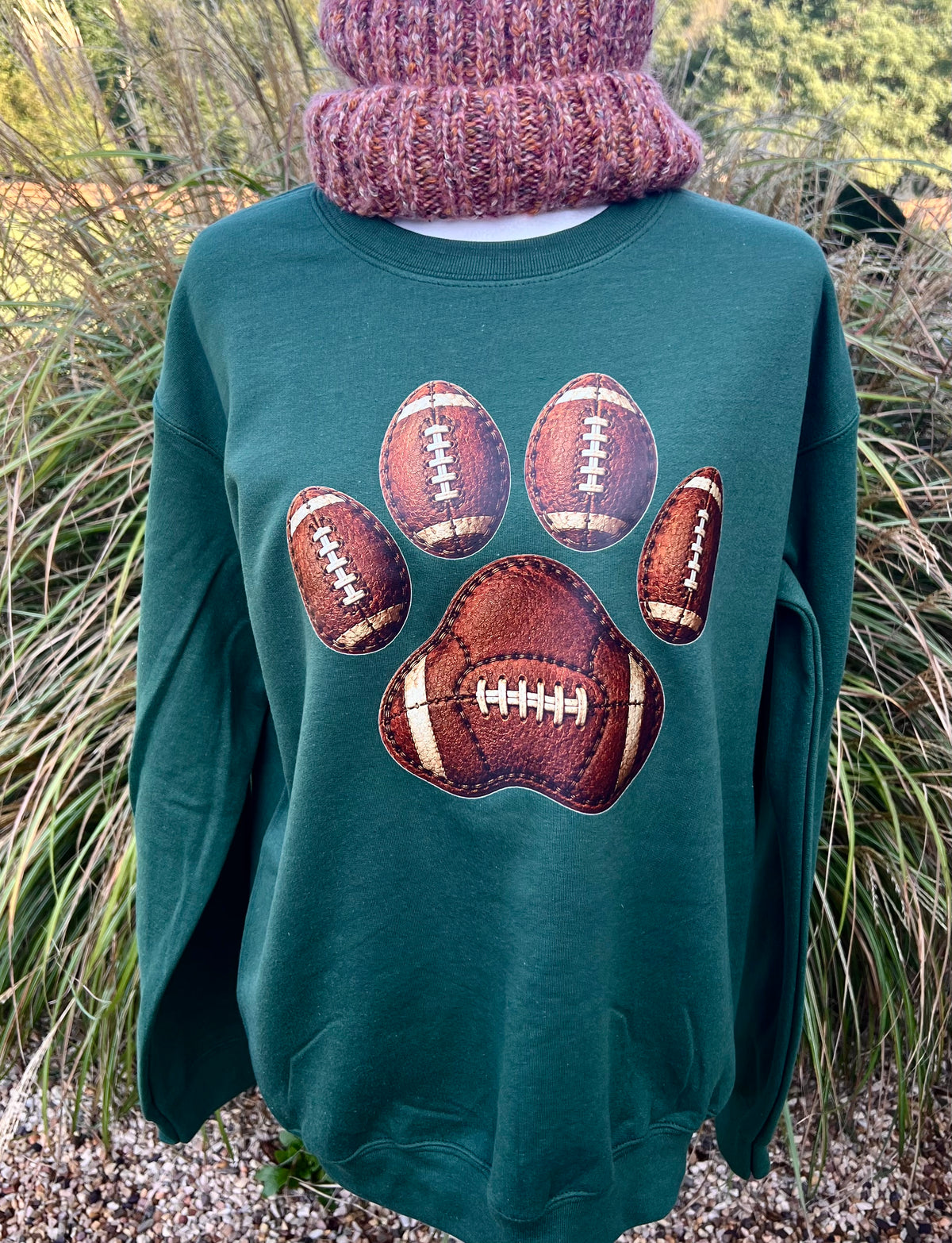 Paw Print Foot Ball Forest Green Sweatshirt