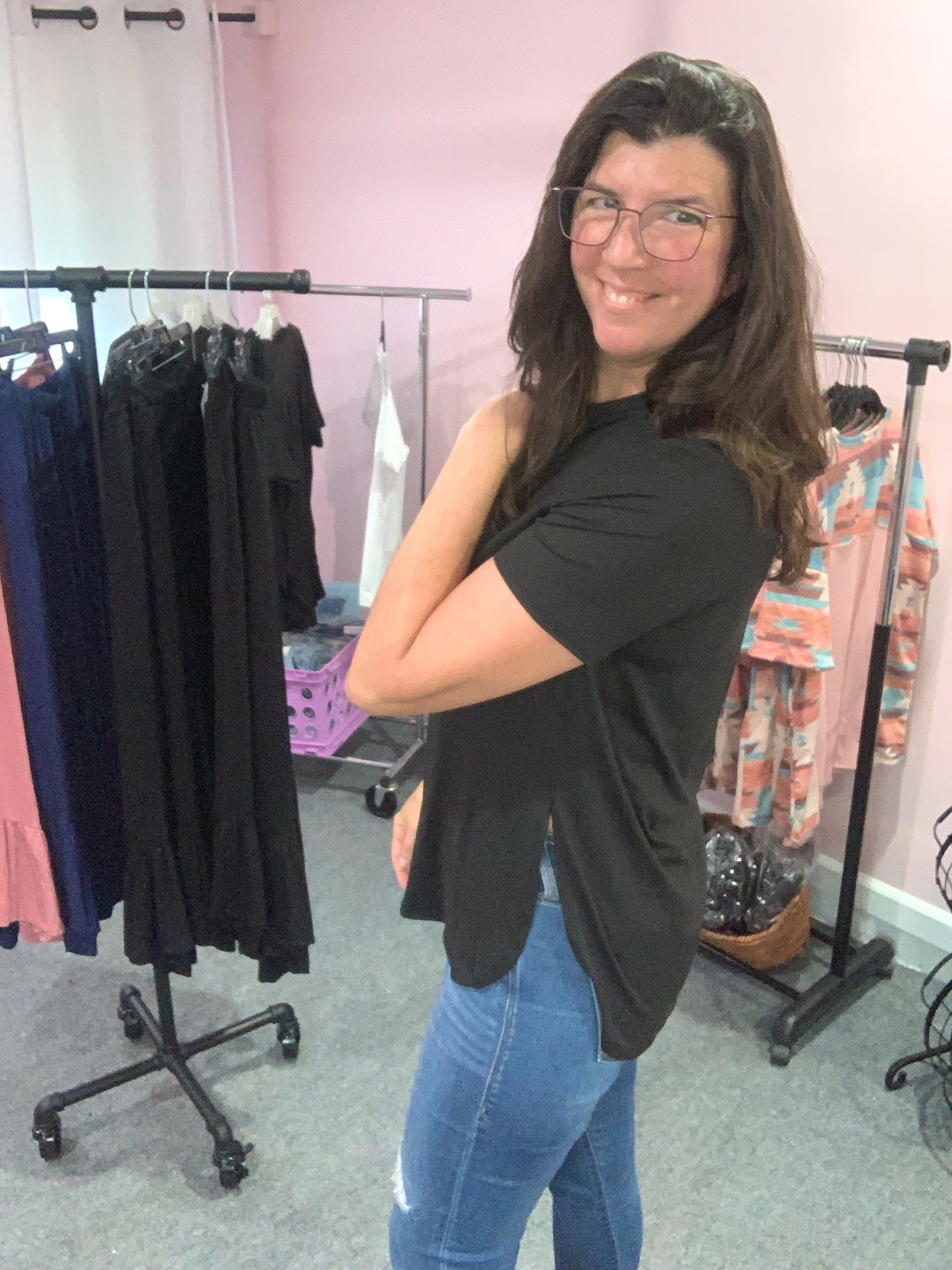 Solid Side Slit High Low Tunic