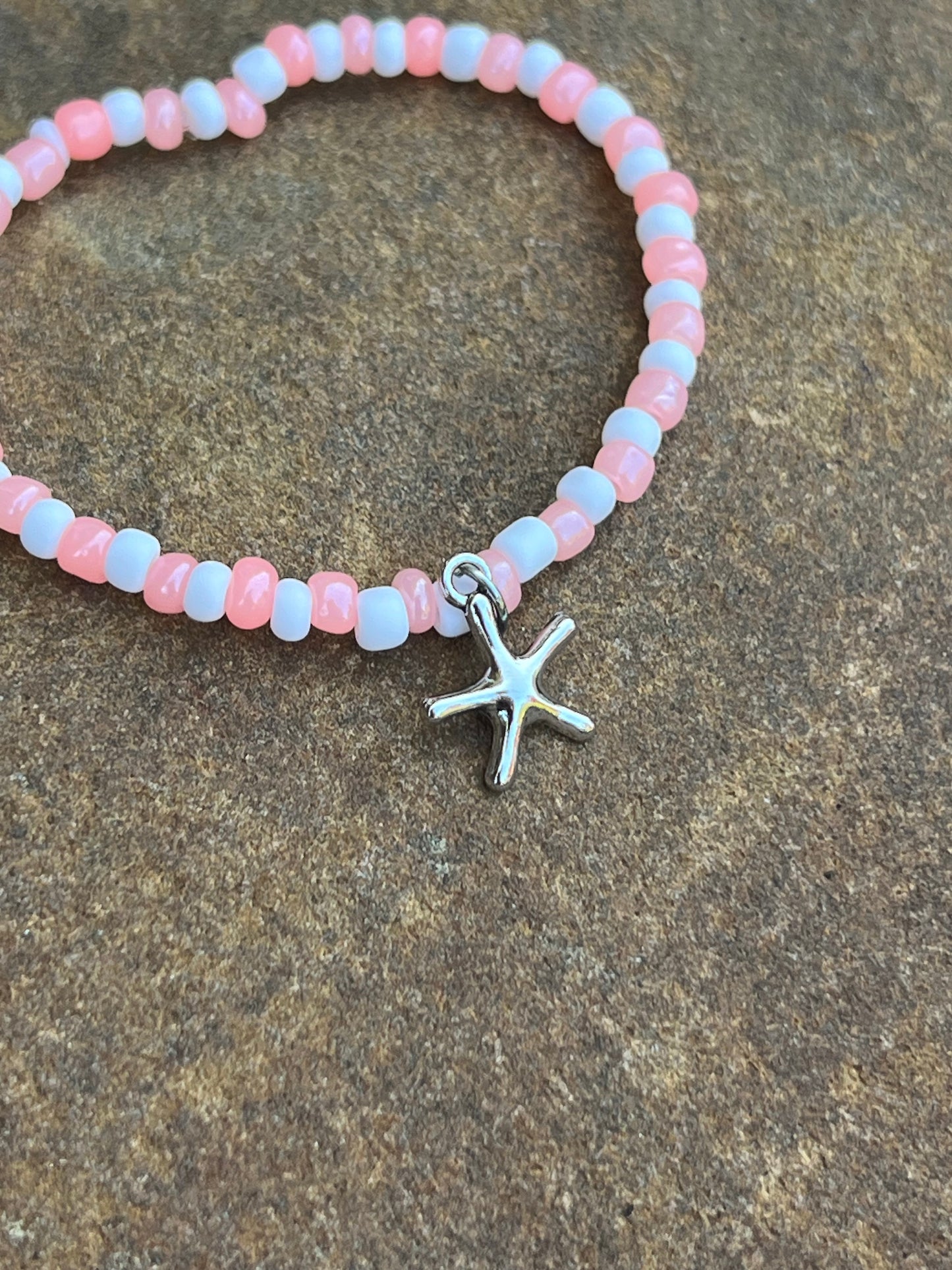 Handmade Pink & White Starfish Anklet/Bracelet