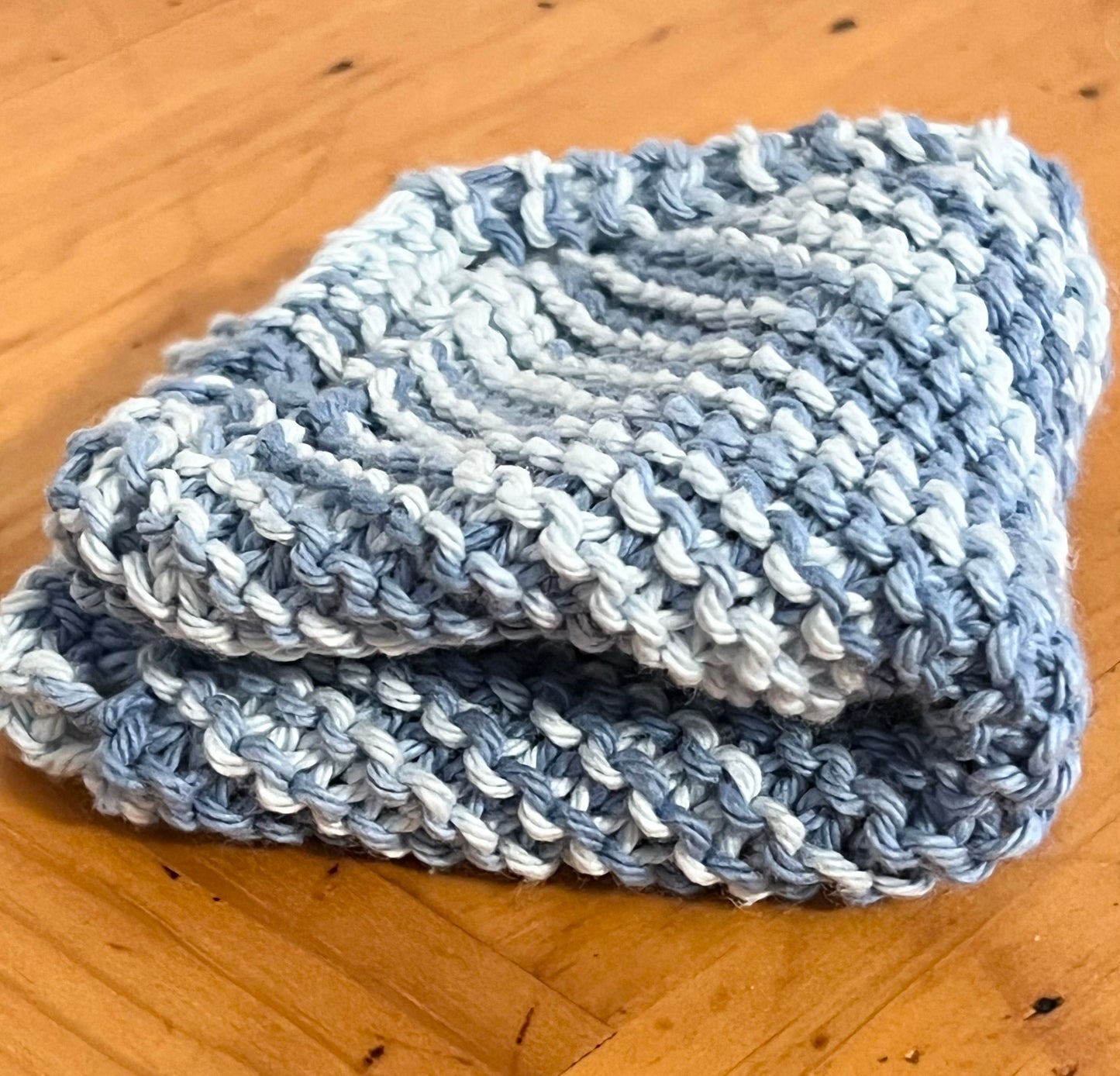 Blue on Blue 100% Cotton Hand Knit Dish Cloth