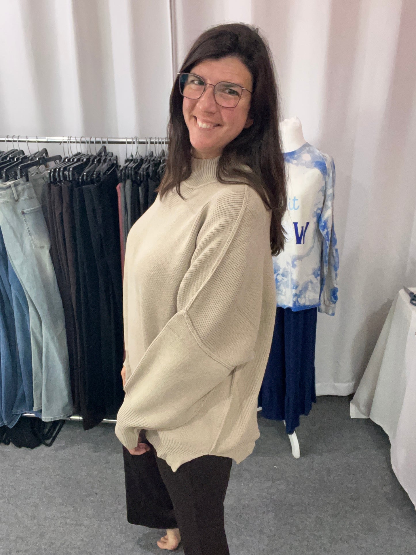 Zenana Oversized Taupe Sweater