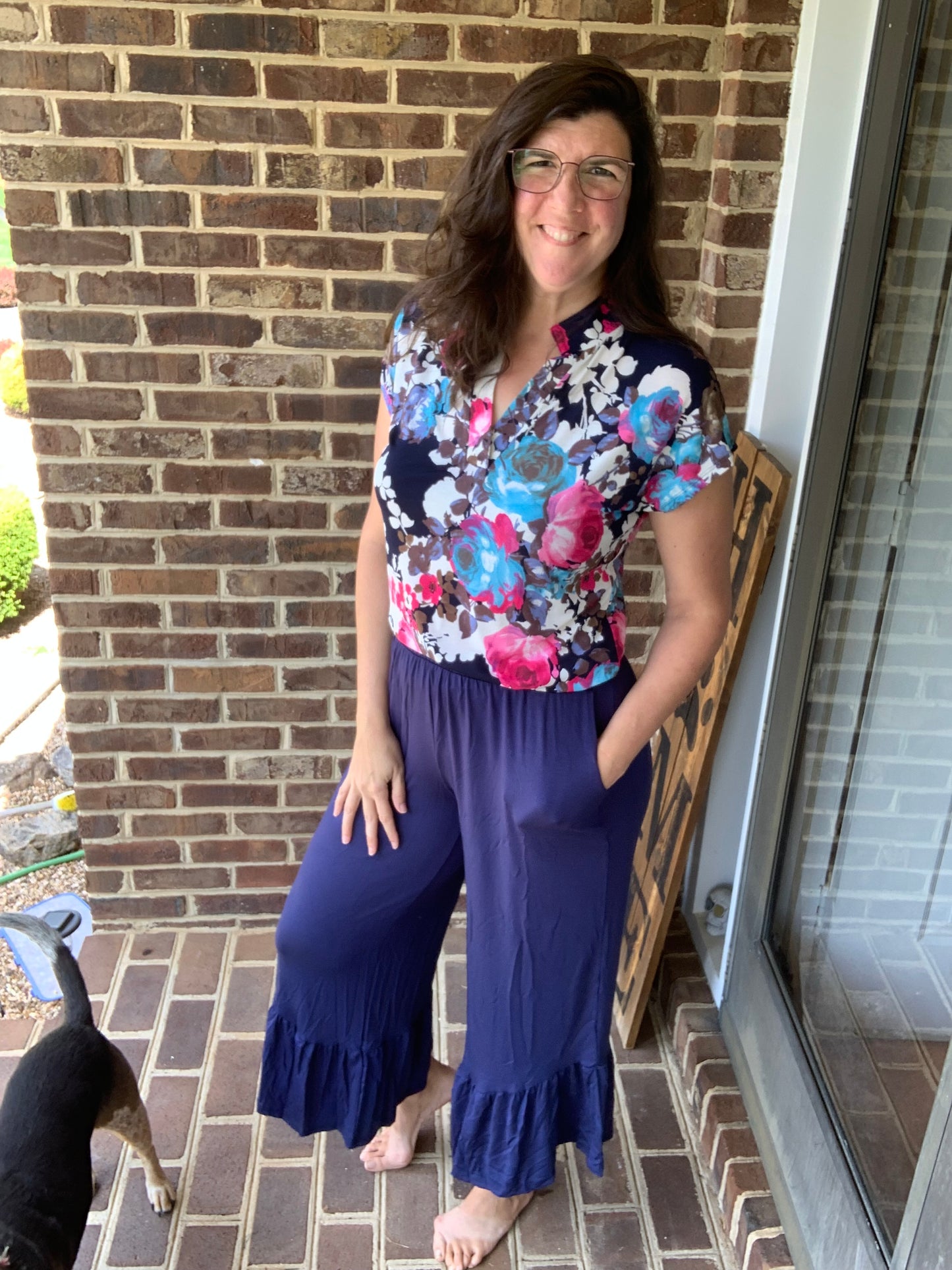 Navy Ruffle Pants w/ Pockets