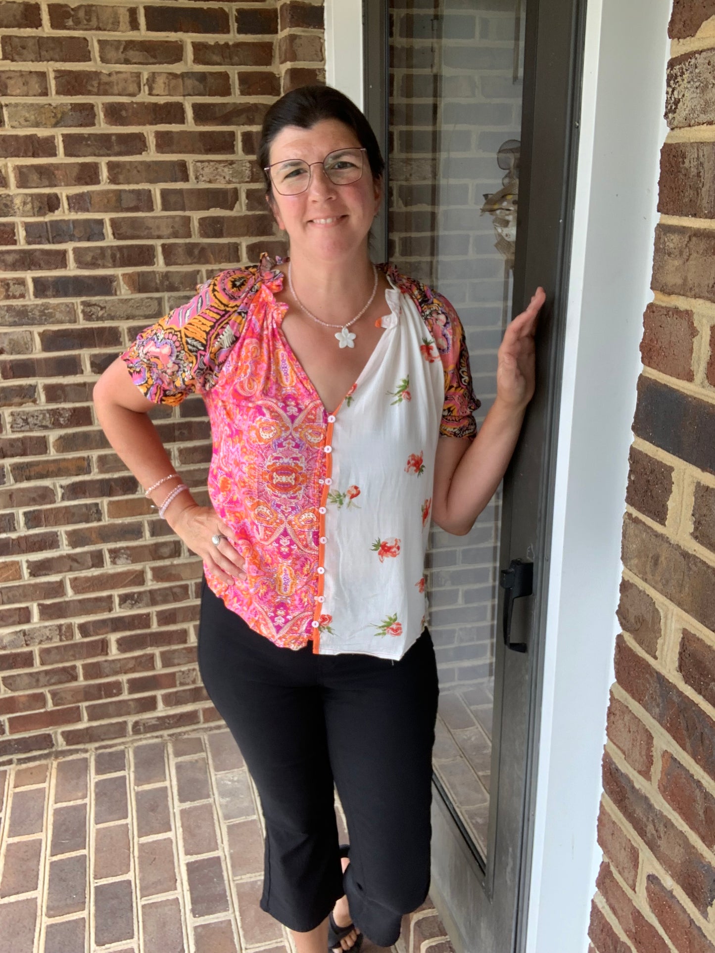 Boho Floral Patchwork Blouse