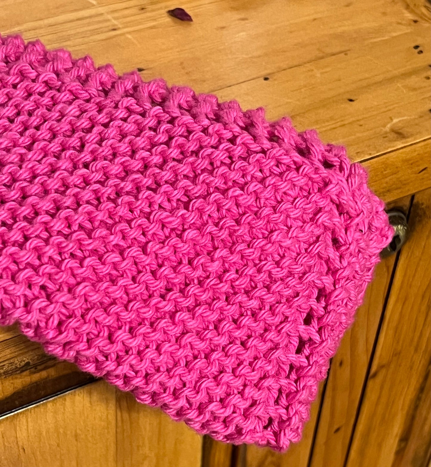 Deep Pink 100% Cotton Hand Knit Dish Cloth
