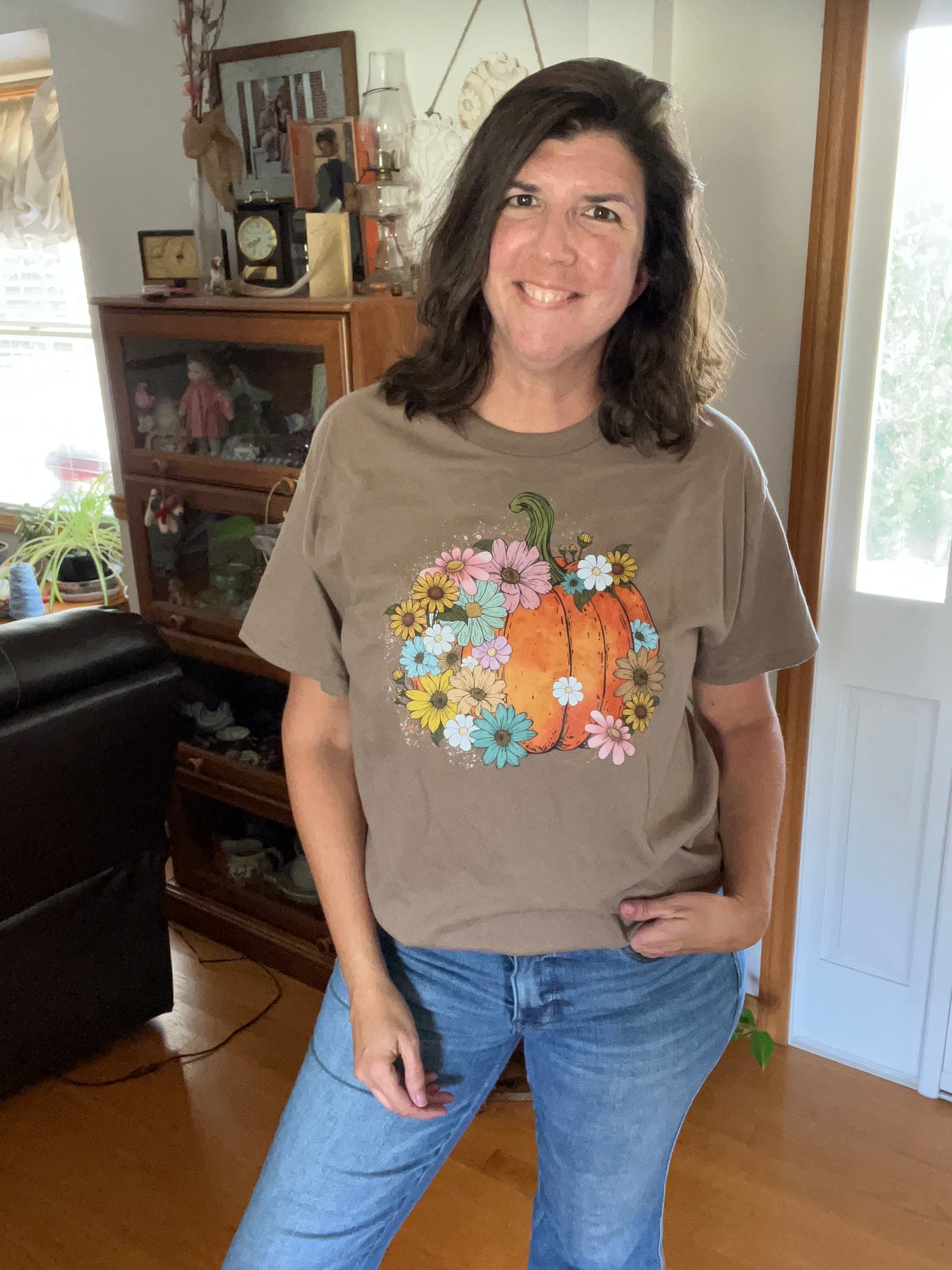 Floral Pumpkin Handmade T-Shirt