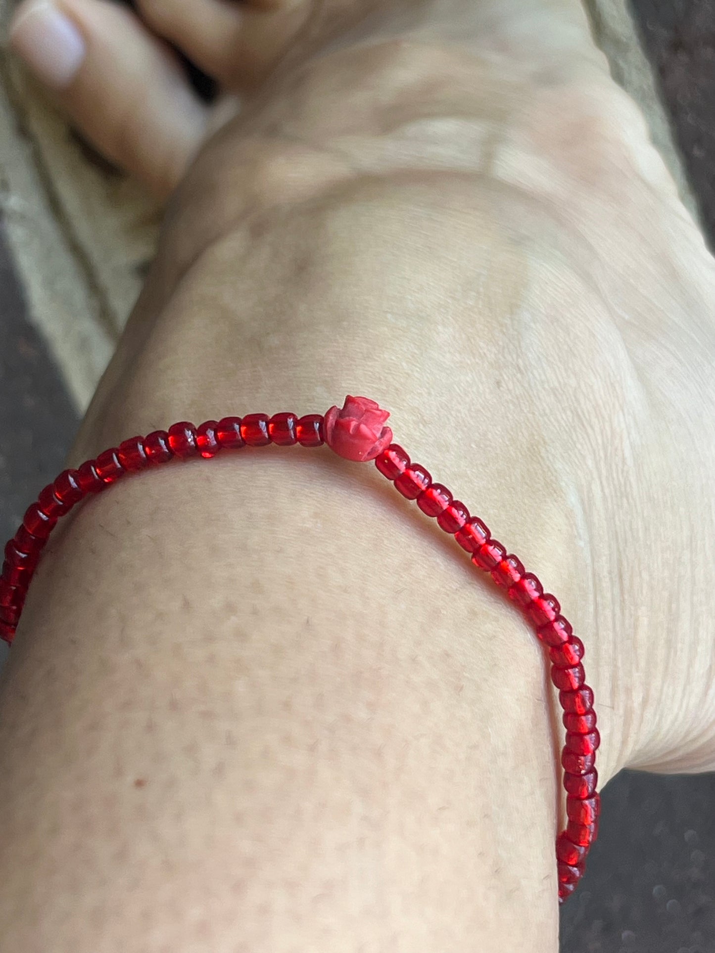 Handmade Red Rose Anklet/Bracelet