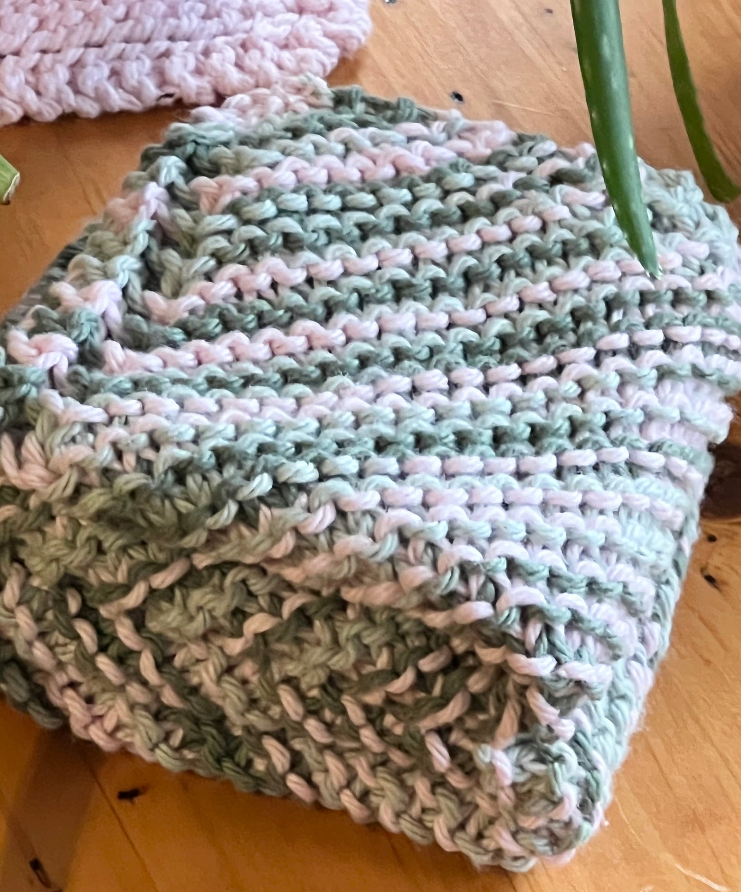 Pink Camo 100% Cotton Hand Knit Dish Cloth