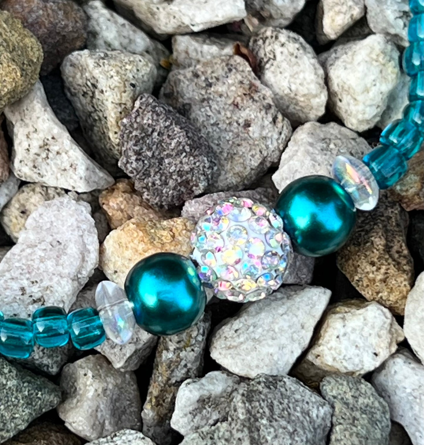 Handmade Teal Lovers Bling Sparkle Anklet/Bracelet