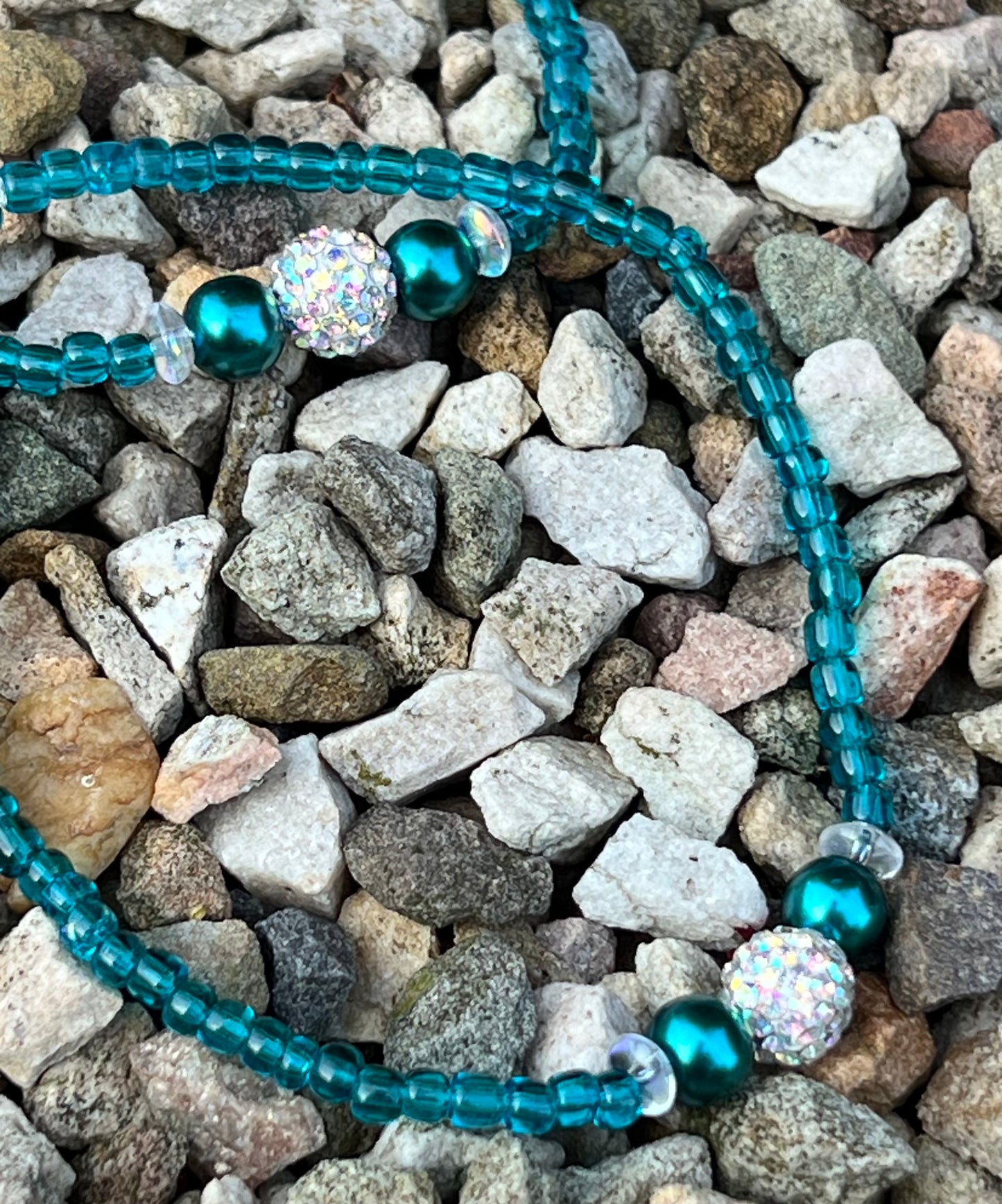 Handmade Teal Lovers Bling Sparkle Anklet/Bracelet