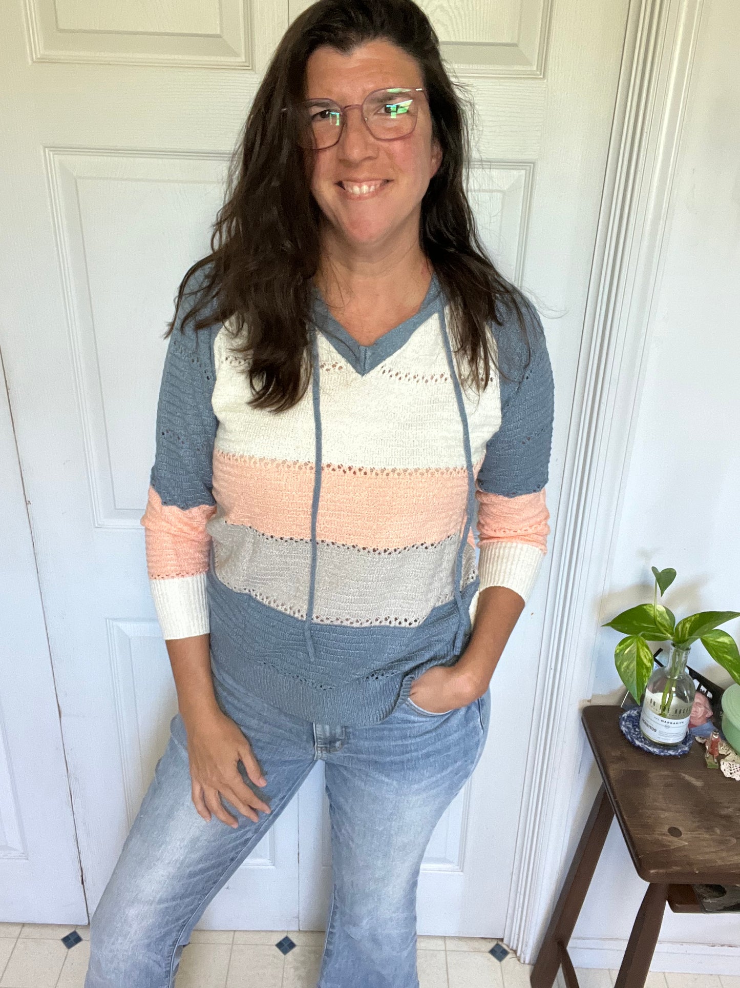 Crochet Color Block Hoodie