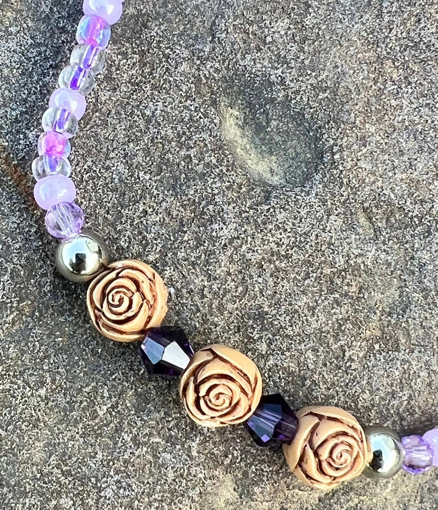 Handmade Rosette Purple Anklet/Bracelet - Small