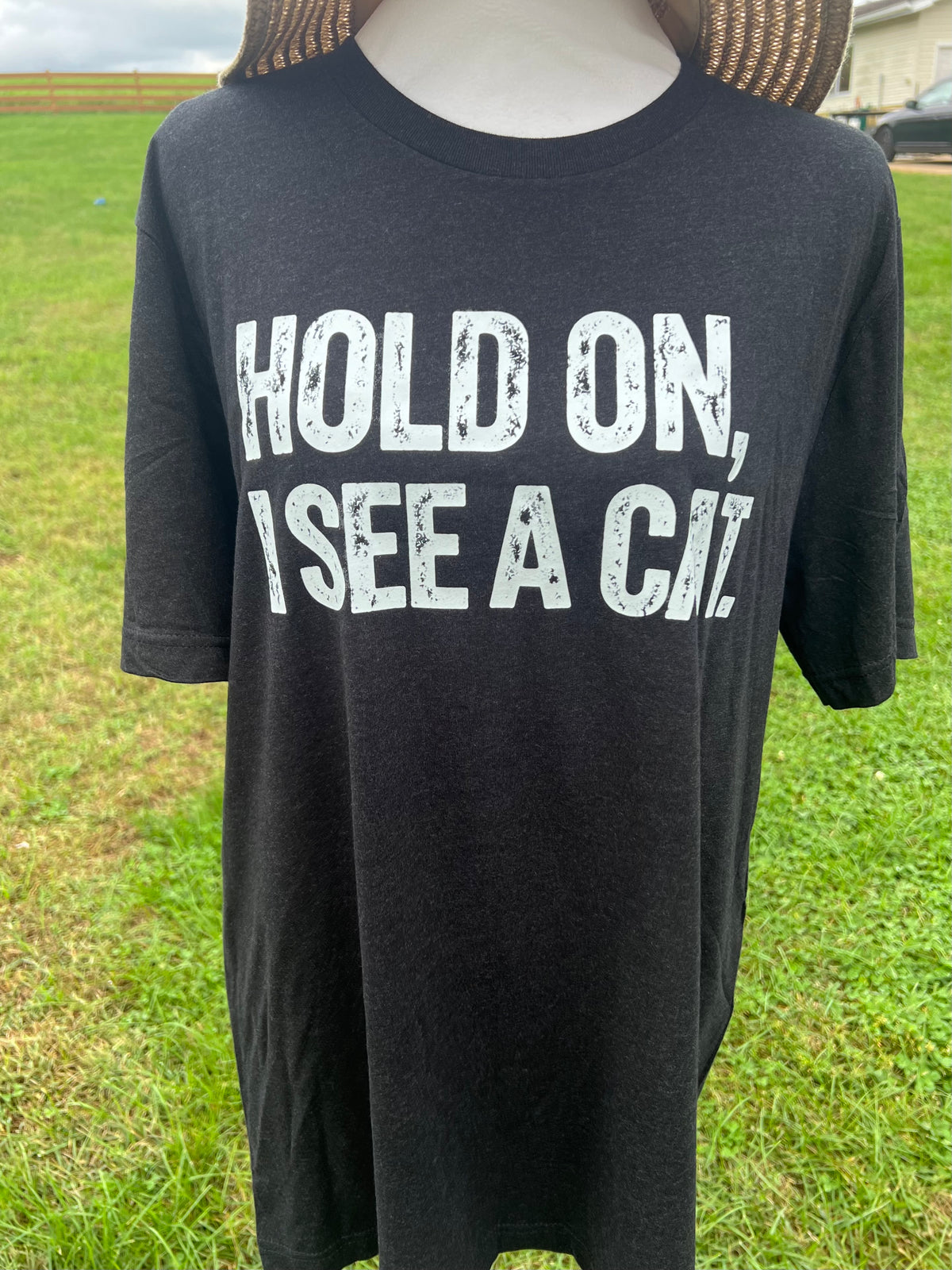 Hold on I See a Cat Black Heather T-Shirt