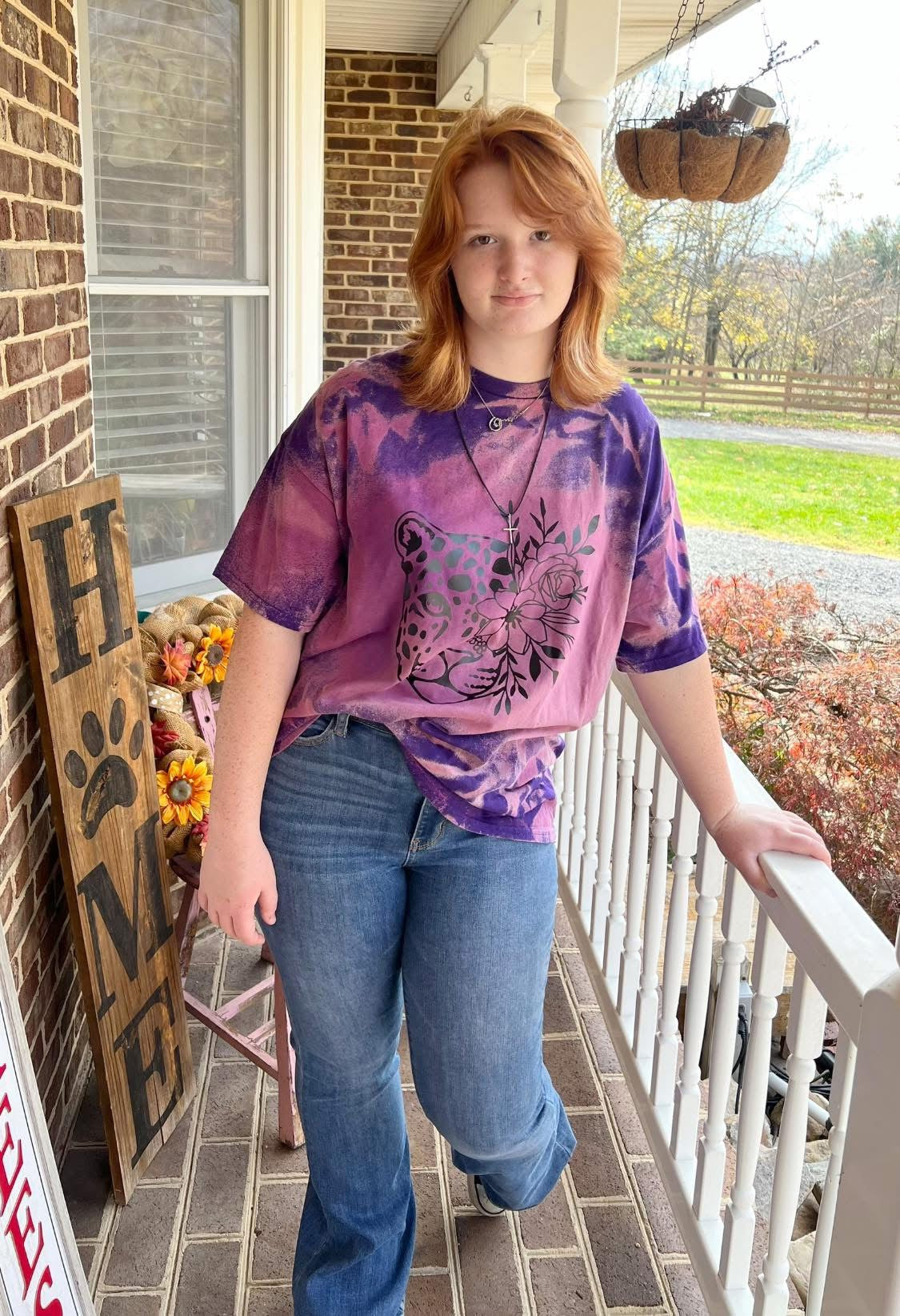 Custom Made Tee - Reverse Tie Dye Cheetah Leopard with Florals