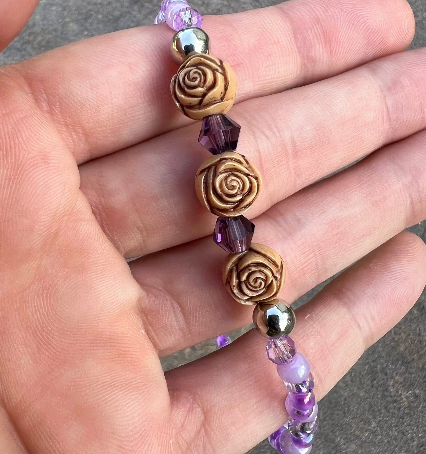 Handmade Rosette Purple Anklet/Bracelet - Small