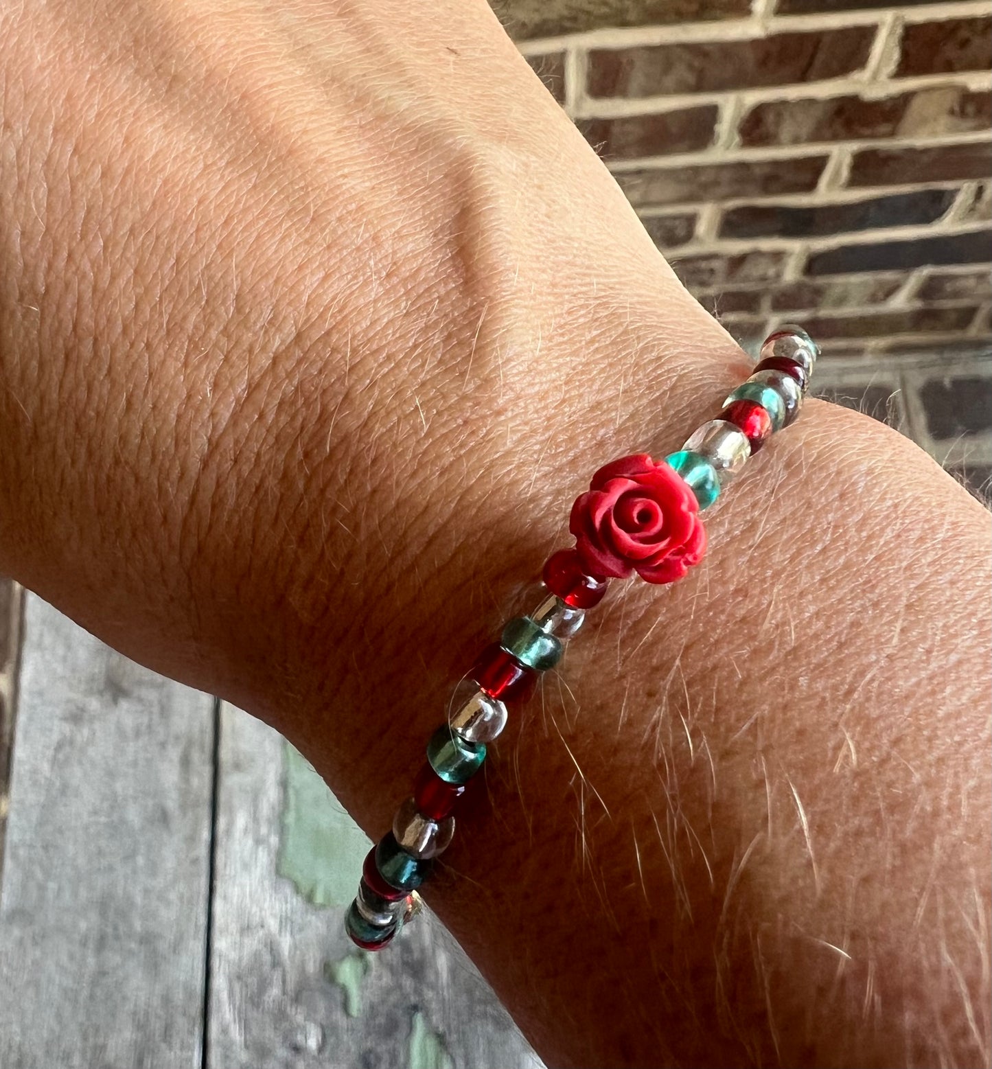 Handmade Red Rose Anklet/Bracelet