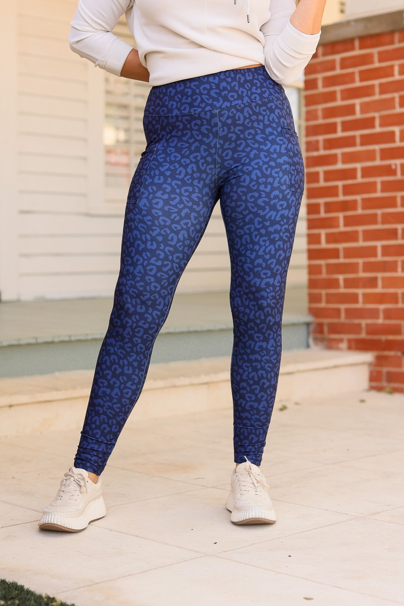 Blue Cheetah Leggings with POCKETS