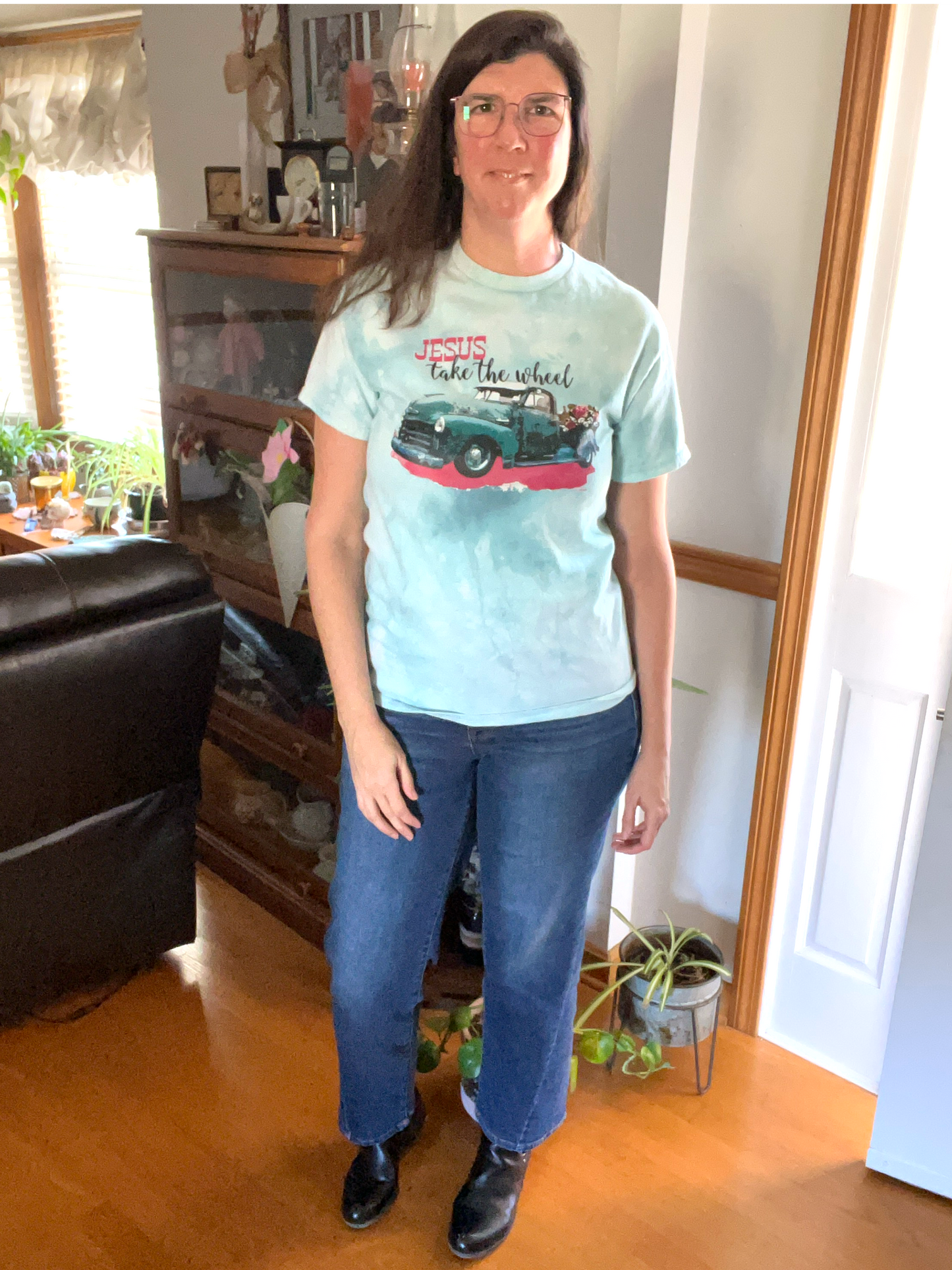 Jesus Take the Wheel - Custom T-Shirt w/ Truck Design - Hand Dyed