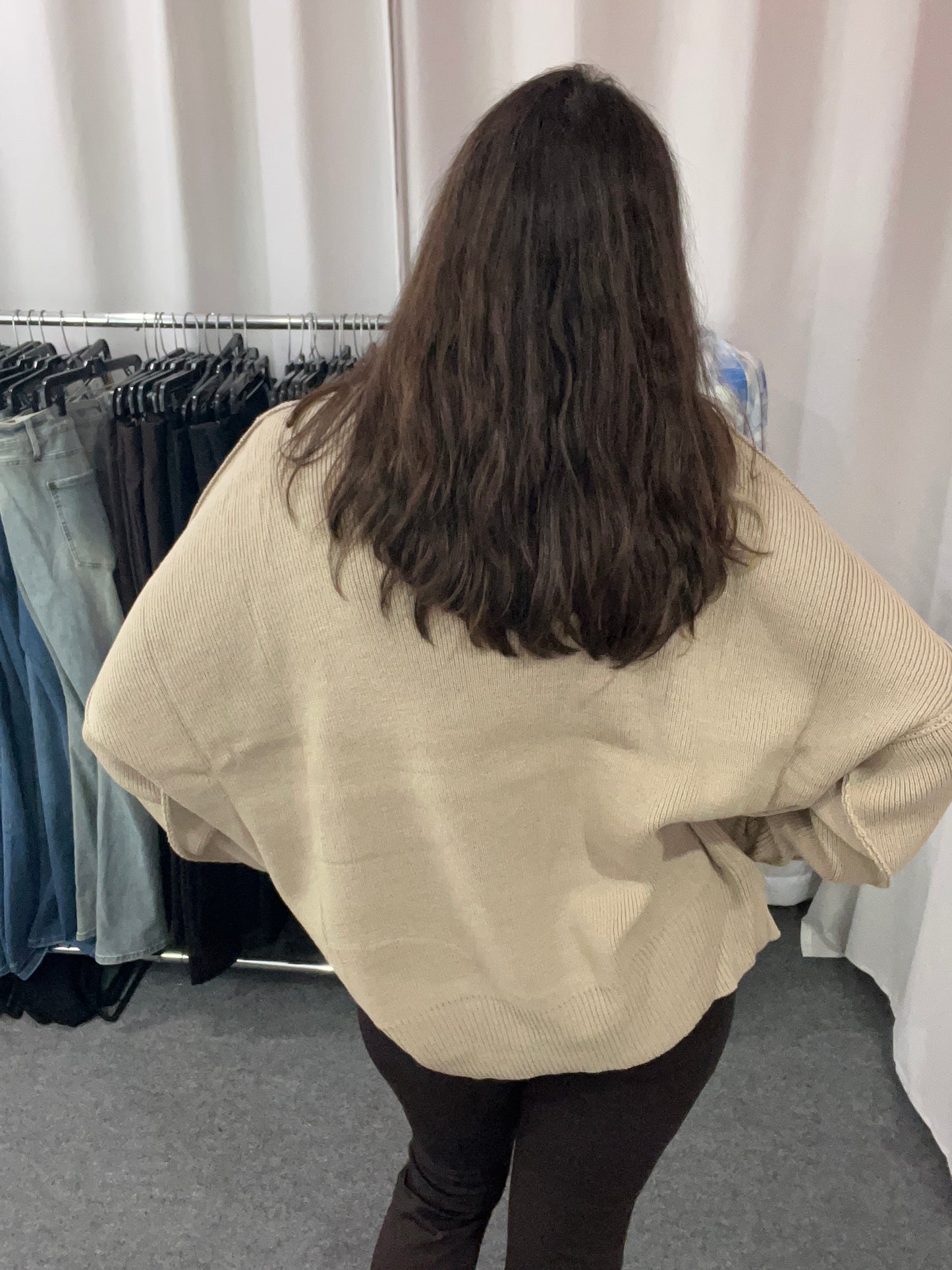 Zenana Oversized Taupe Sweater