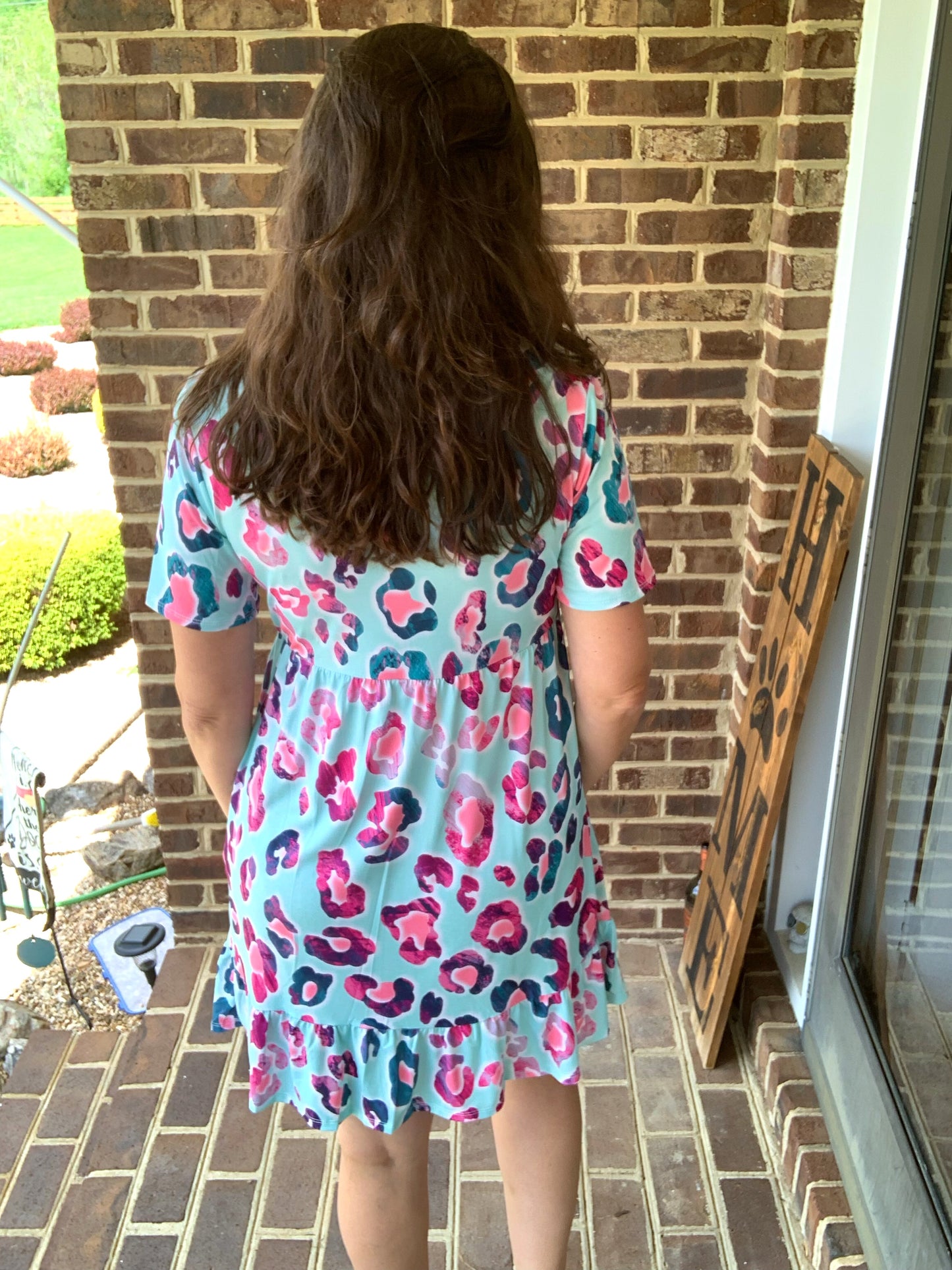 Cheetah Print Ruffle Dress In Stock