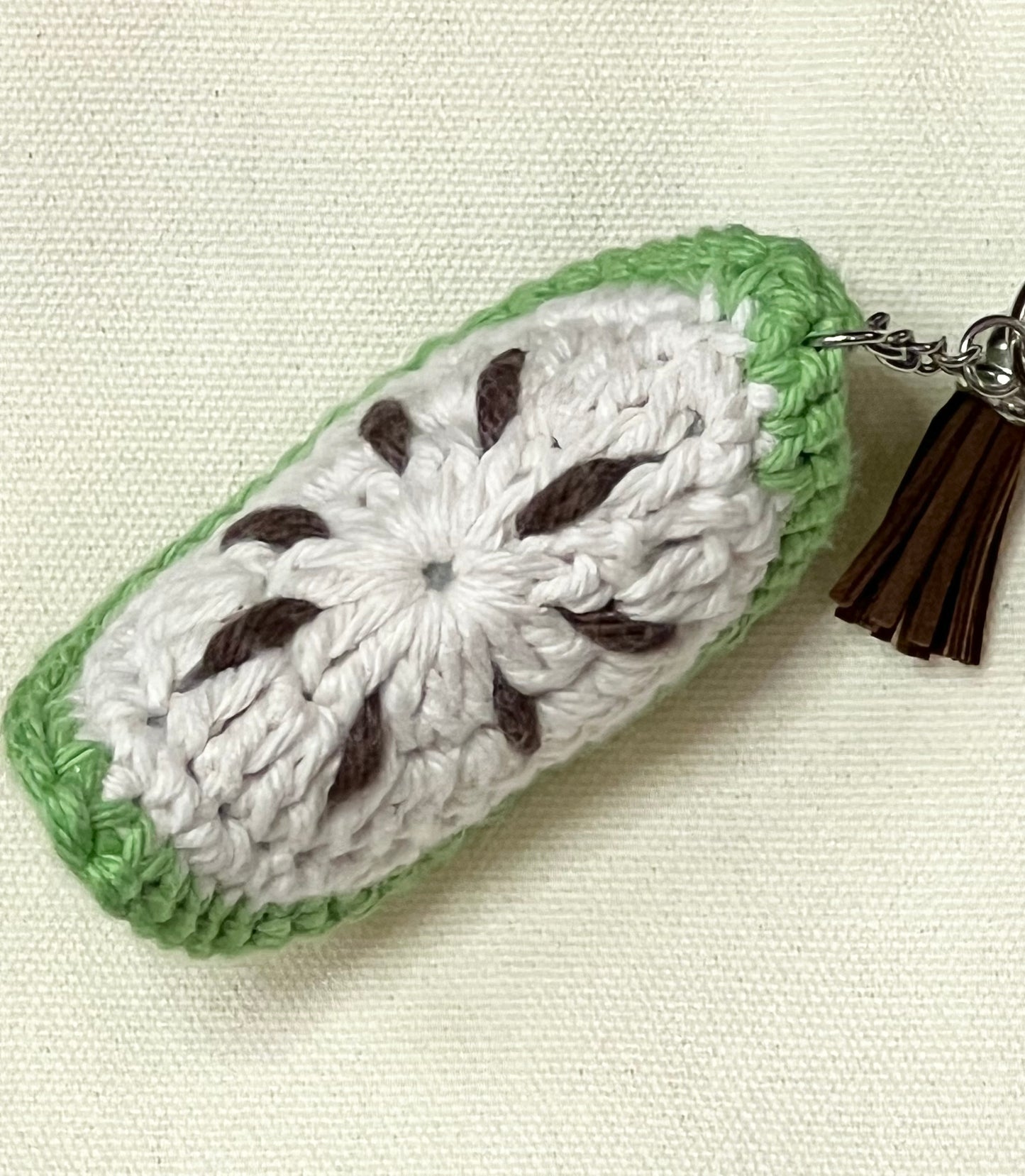 Cute Kiwi Cotton Crochet Keychain