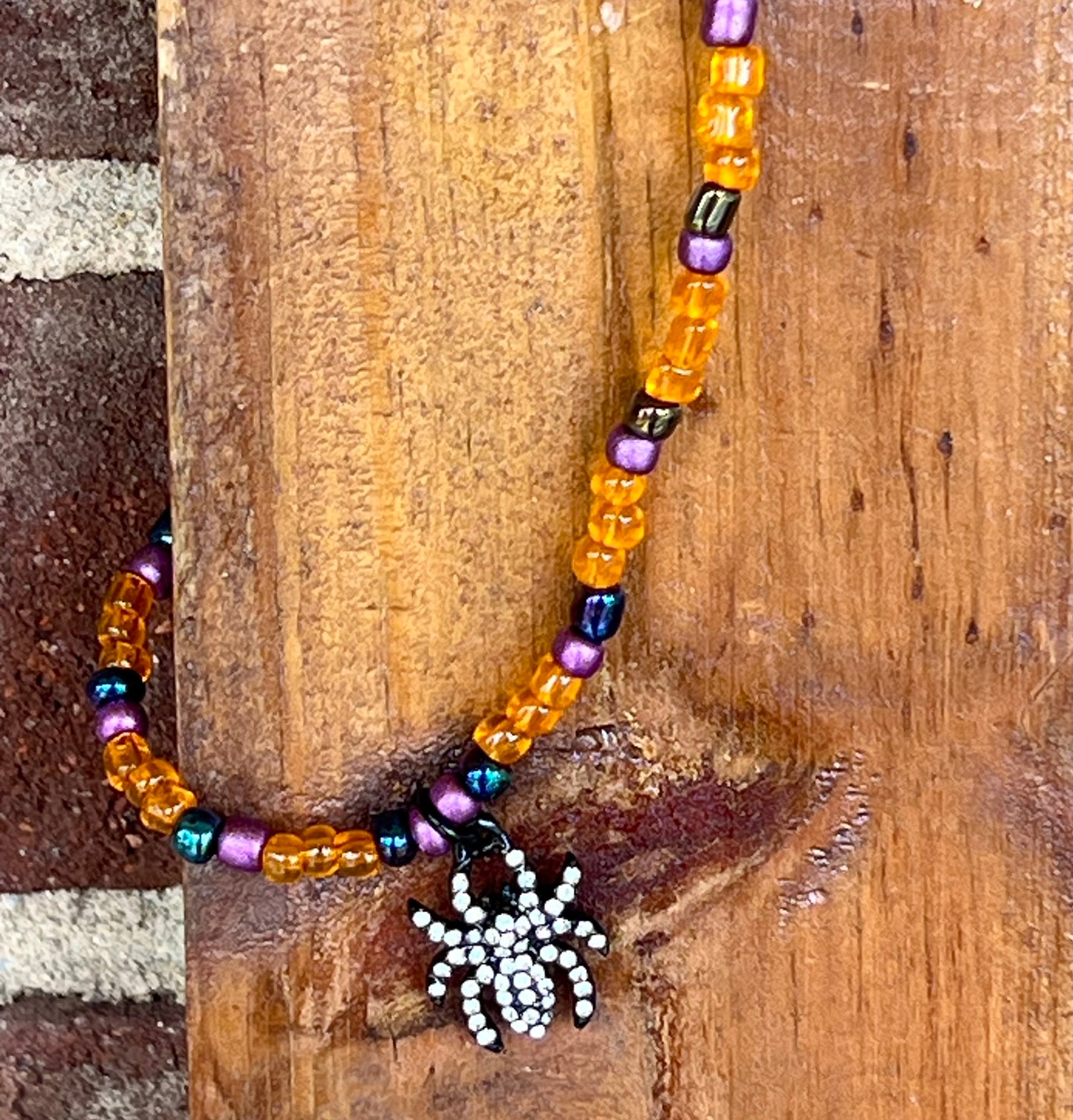 Handmade Rhinestone Spider Anklet - Medium - Cute for Halloween