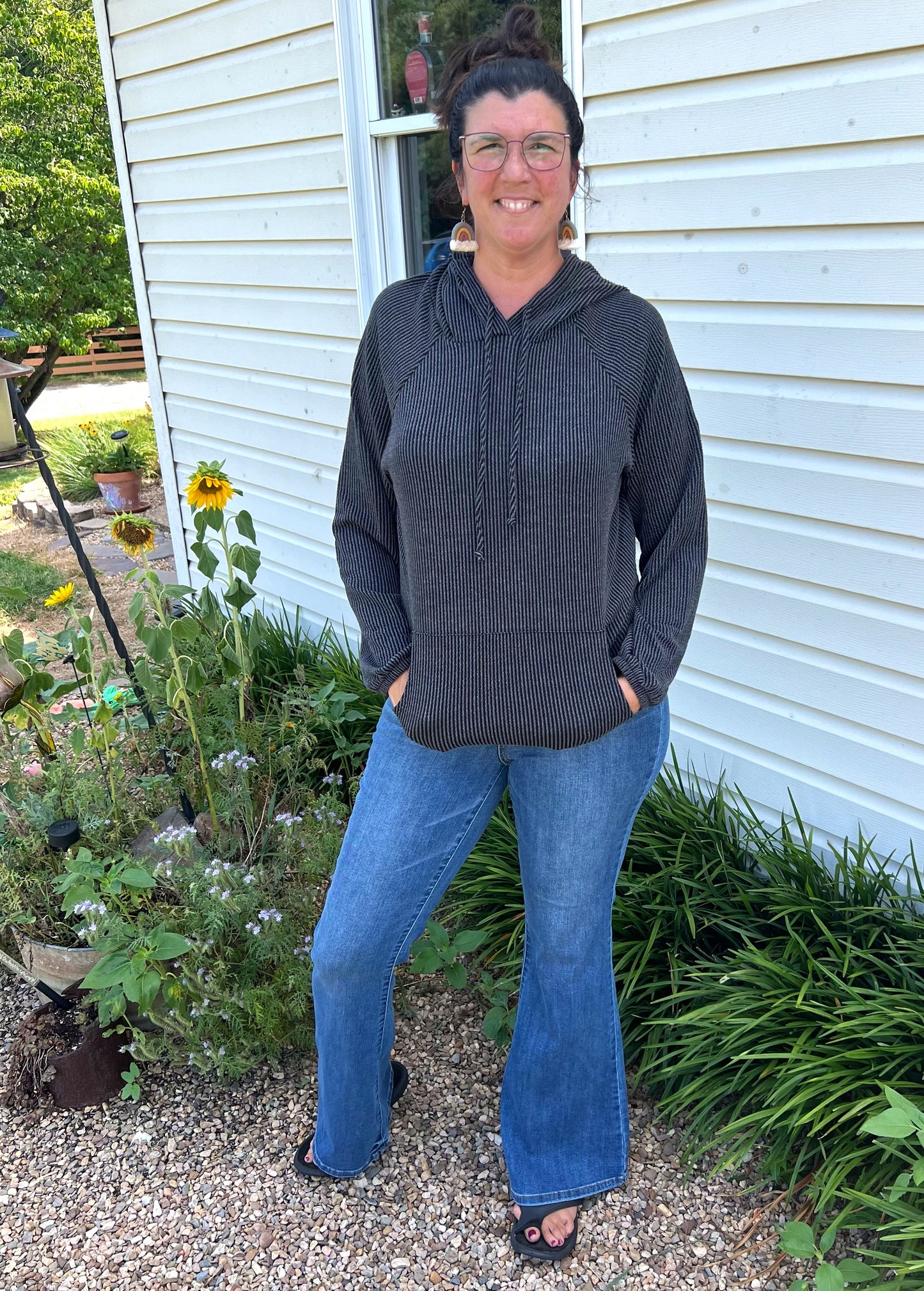 Urban Ribbed Charcoal Hoodie
