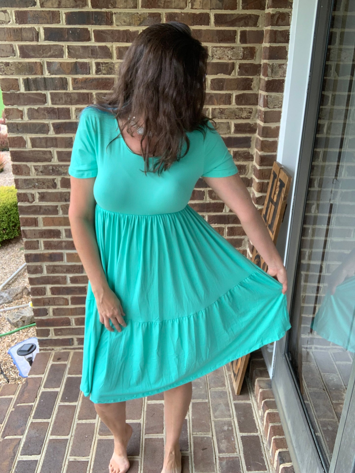 Mint Tiered Dress In Stock