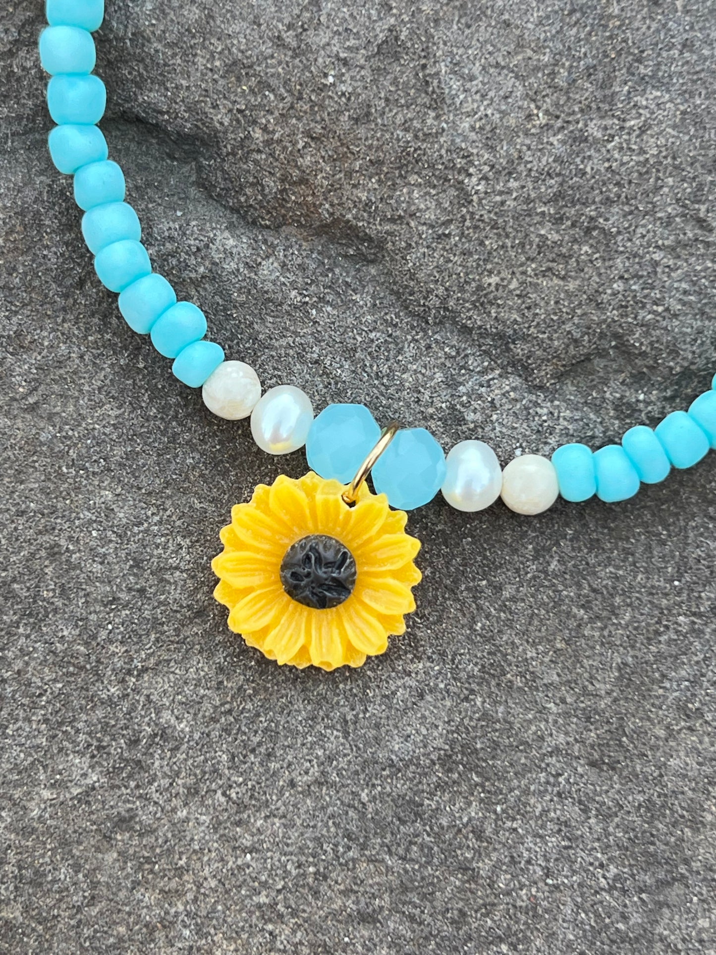 Handmade Sunflower Anklet - Medium