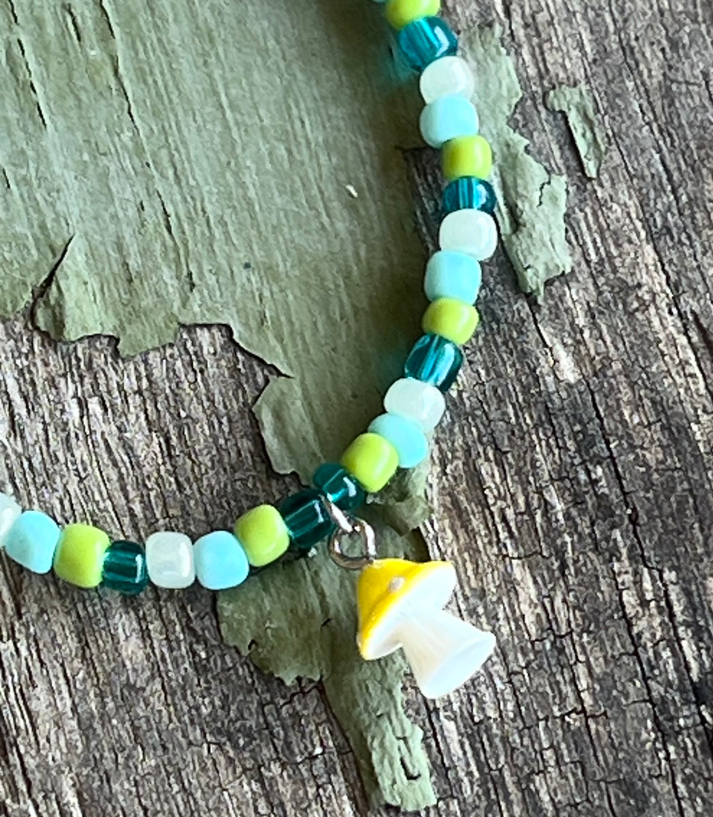 Handmade Yellow & White Mushroom Anklet/Bracelet - Kids