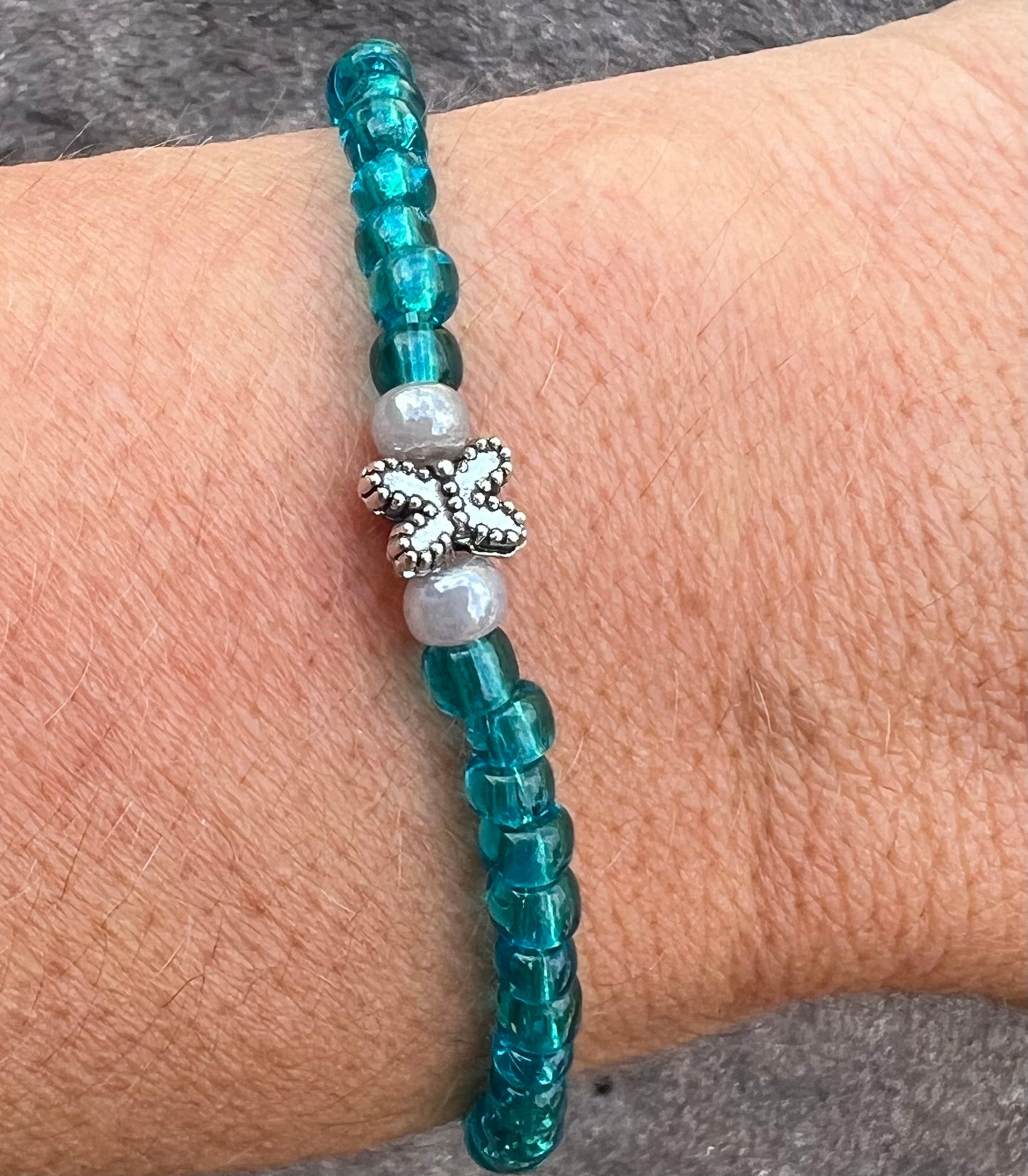 Handmade Teal Butterfly Anklet/Bracelet