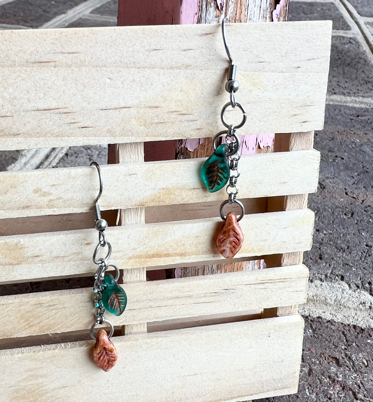 Handmade Dangling Leaf Earrings