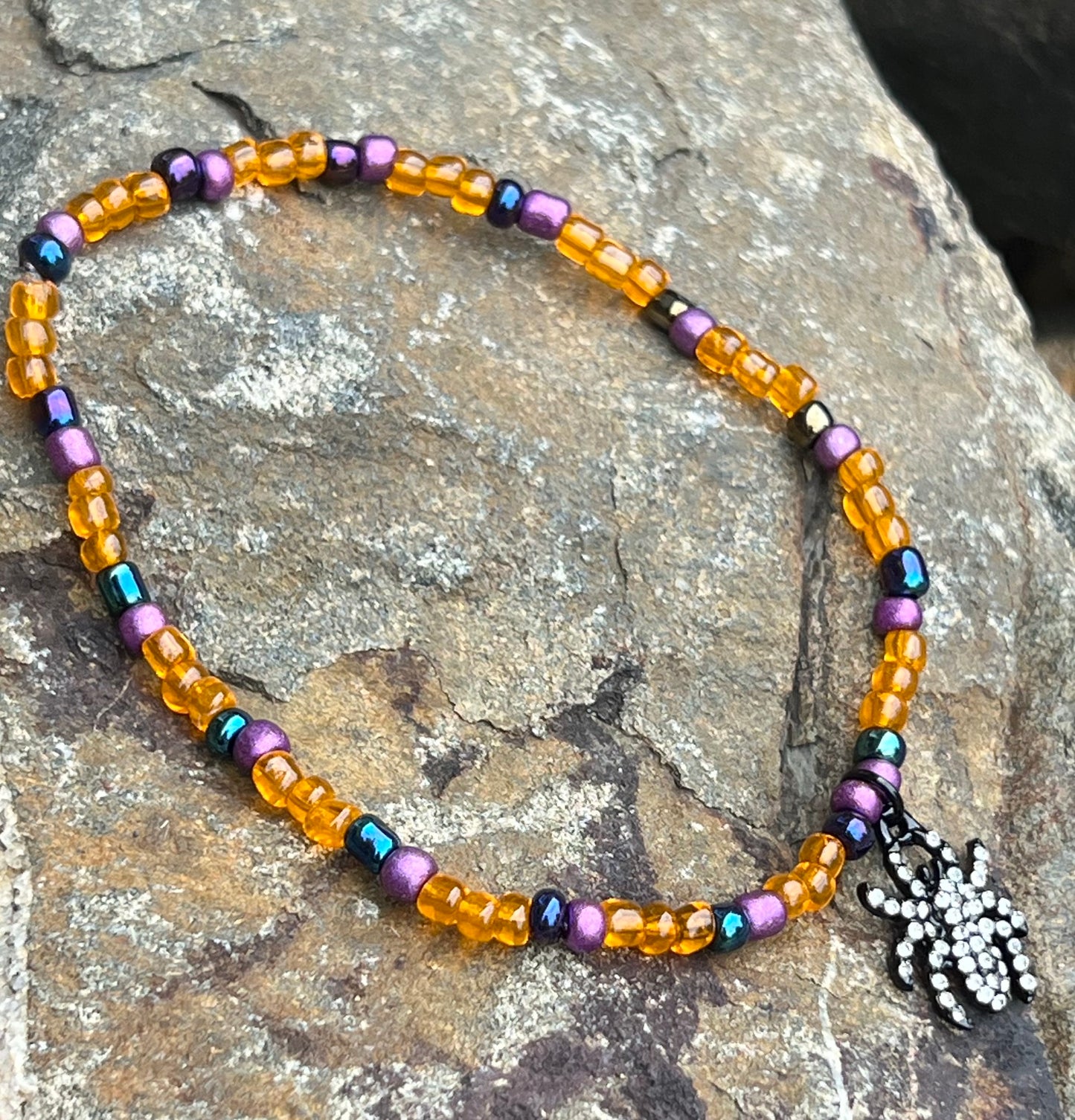 Handmade Rhinestone Spider Anklet - Medium - Cute for Halloween