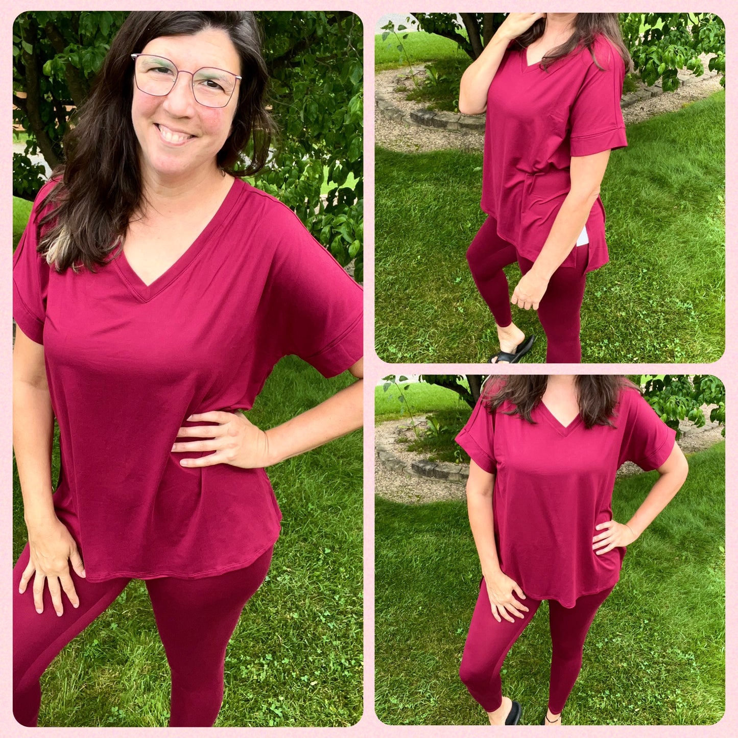Zenana Cabernet Top & Legging Set - Super Soft Microfiber