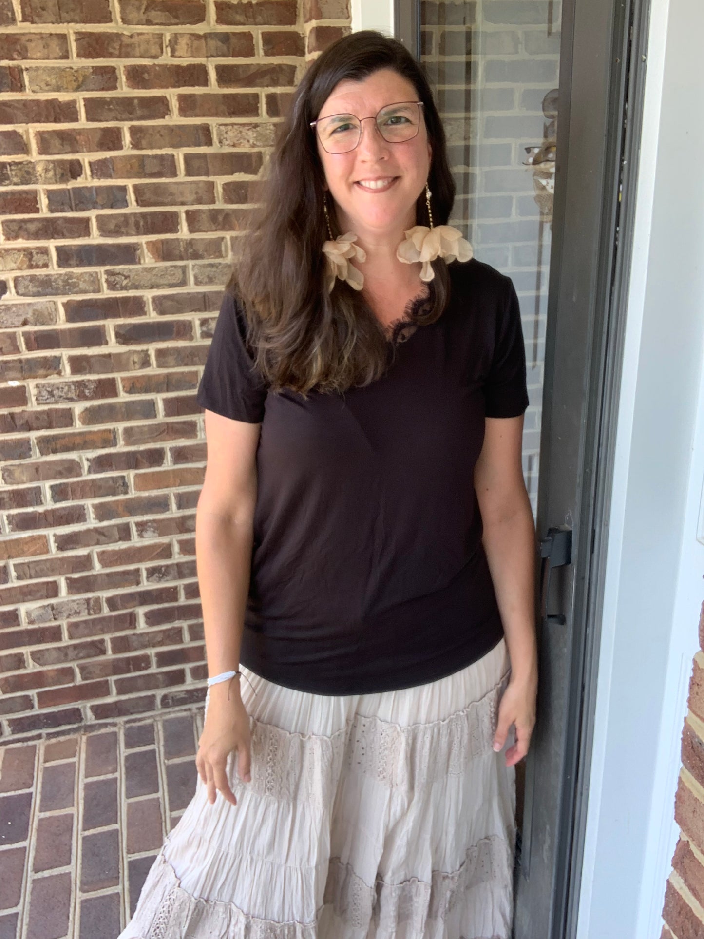 Oatmeal Laced Tiered Skirt
