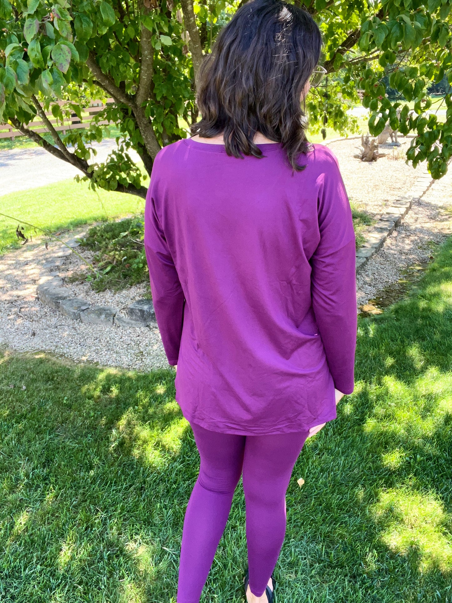 Zenana Plum Purple Long Sleeve Top & Legging Set - Super Soft Microfiber