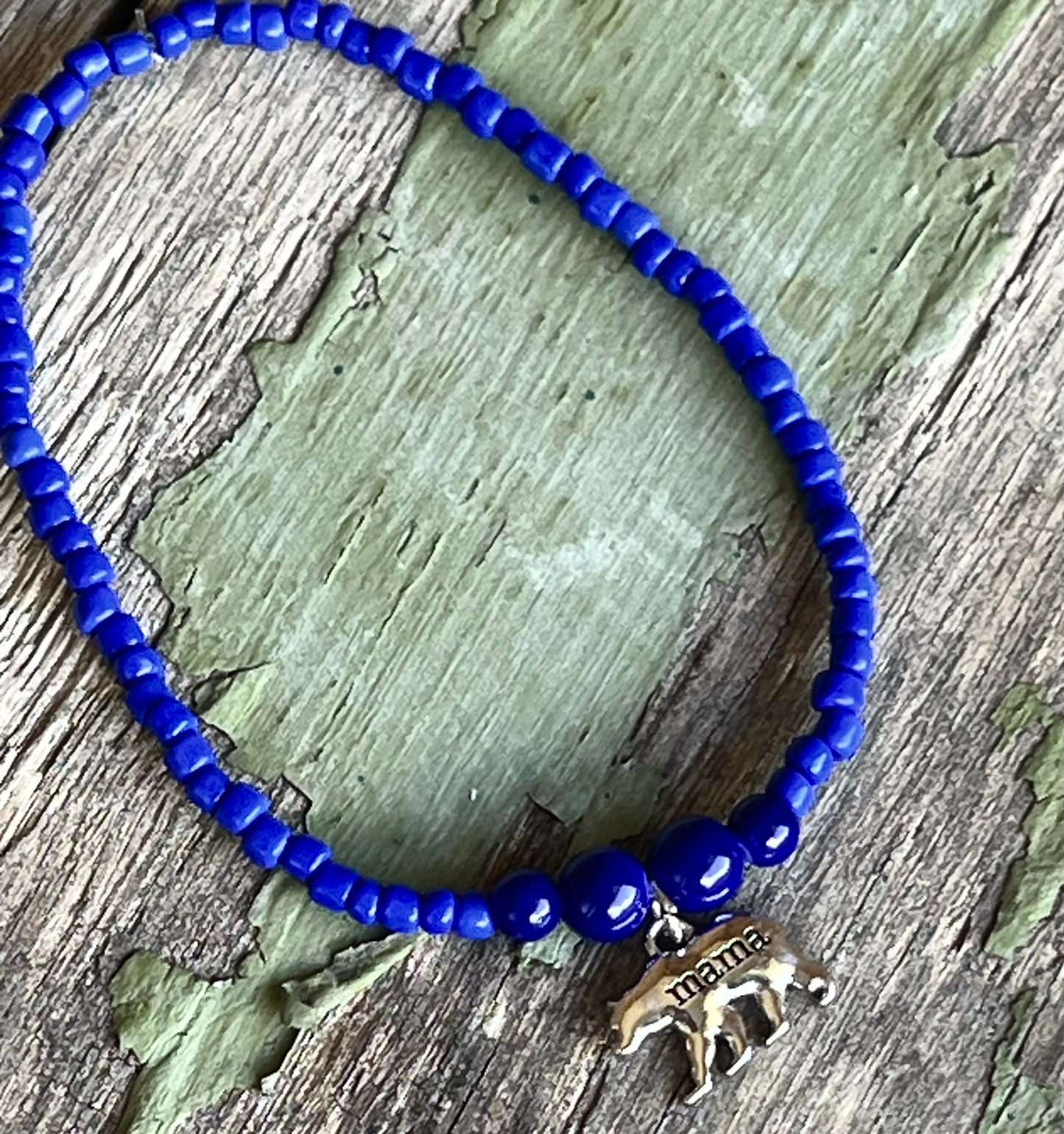 Handmade Blue Lovers Mama Bear Anklet/Bracelet - Large