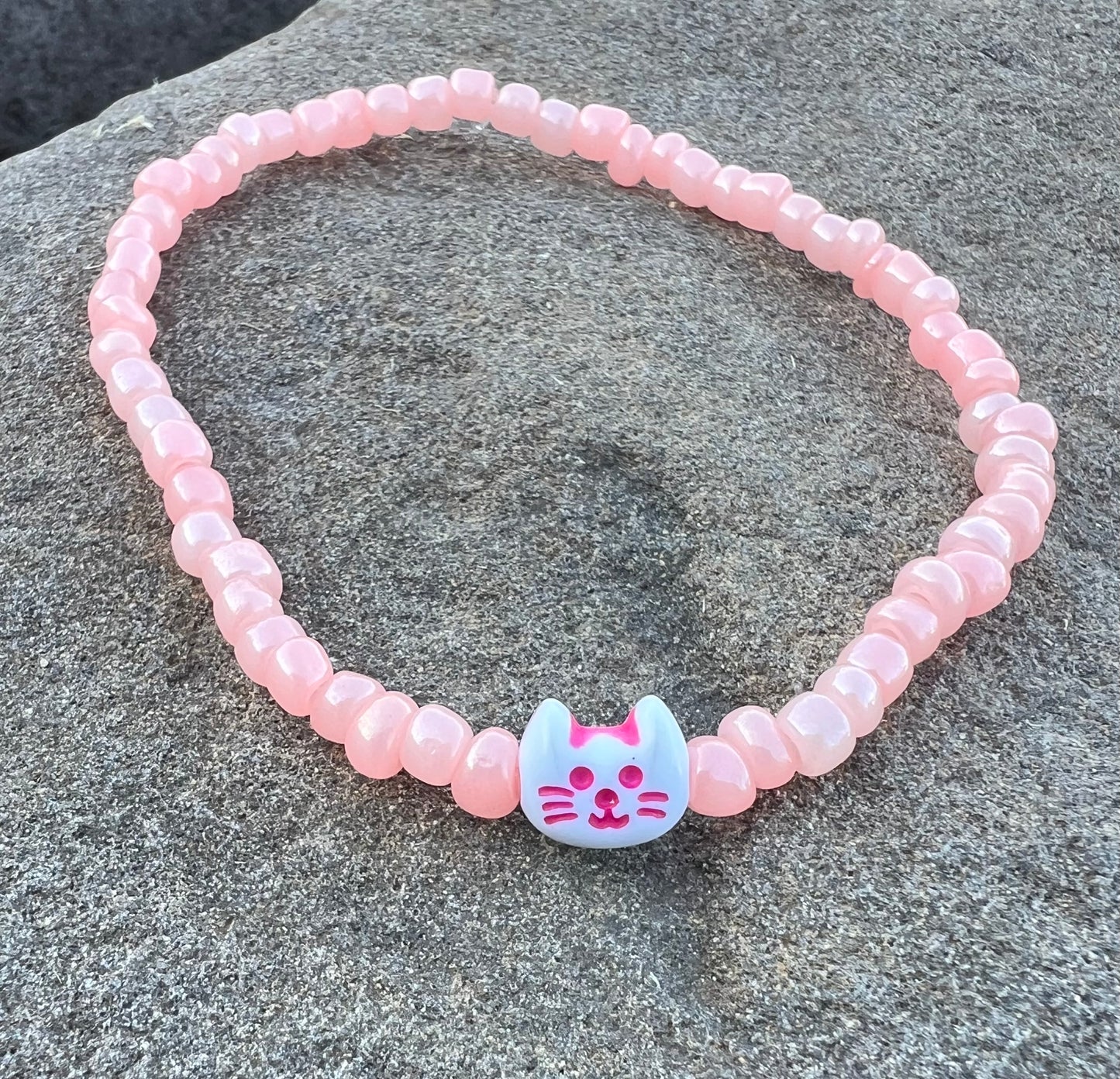 Handmade Kitty Cat Pink Anklet/Bracelet -Small
