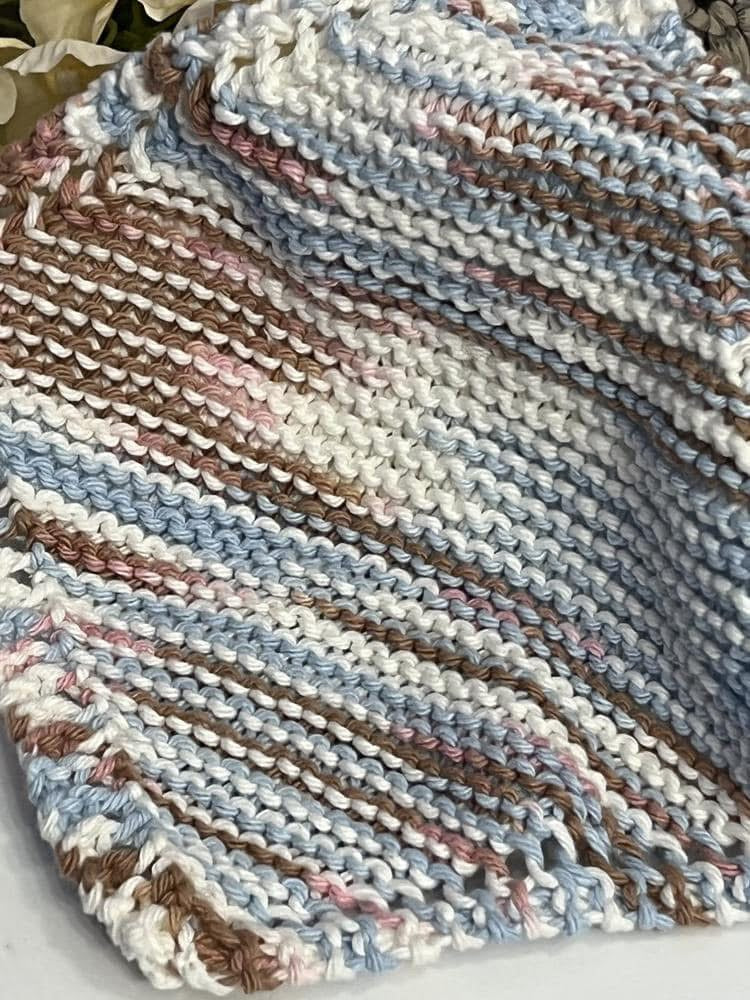 Earthy Blue Hues 100% Hand Knit Dish Cloth