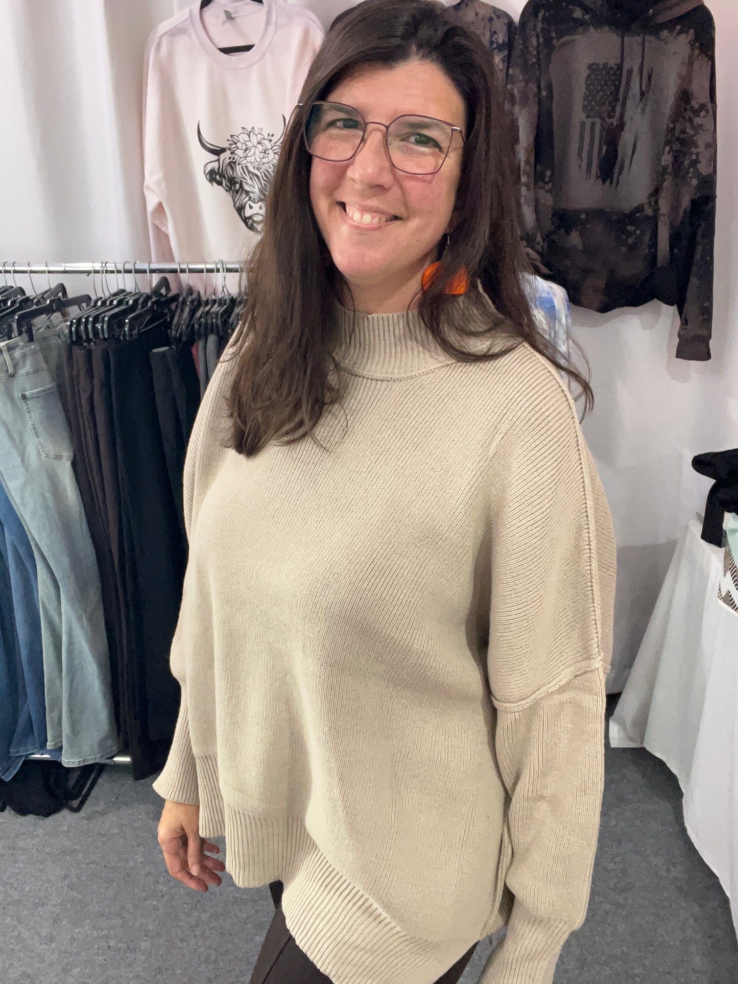 Zenana Oversized Taupe Sweater