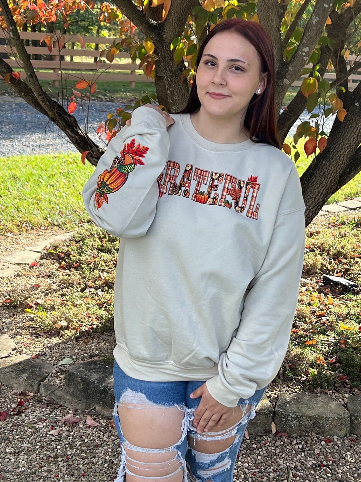 Grateful Sweatshirt with Sleeve Detail