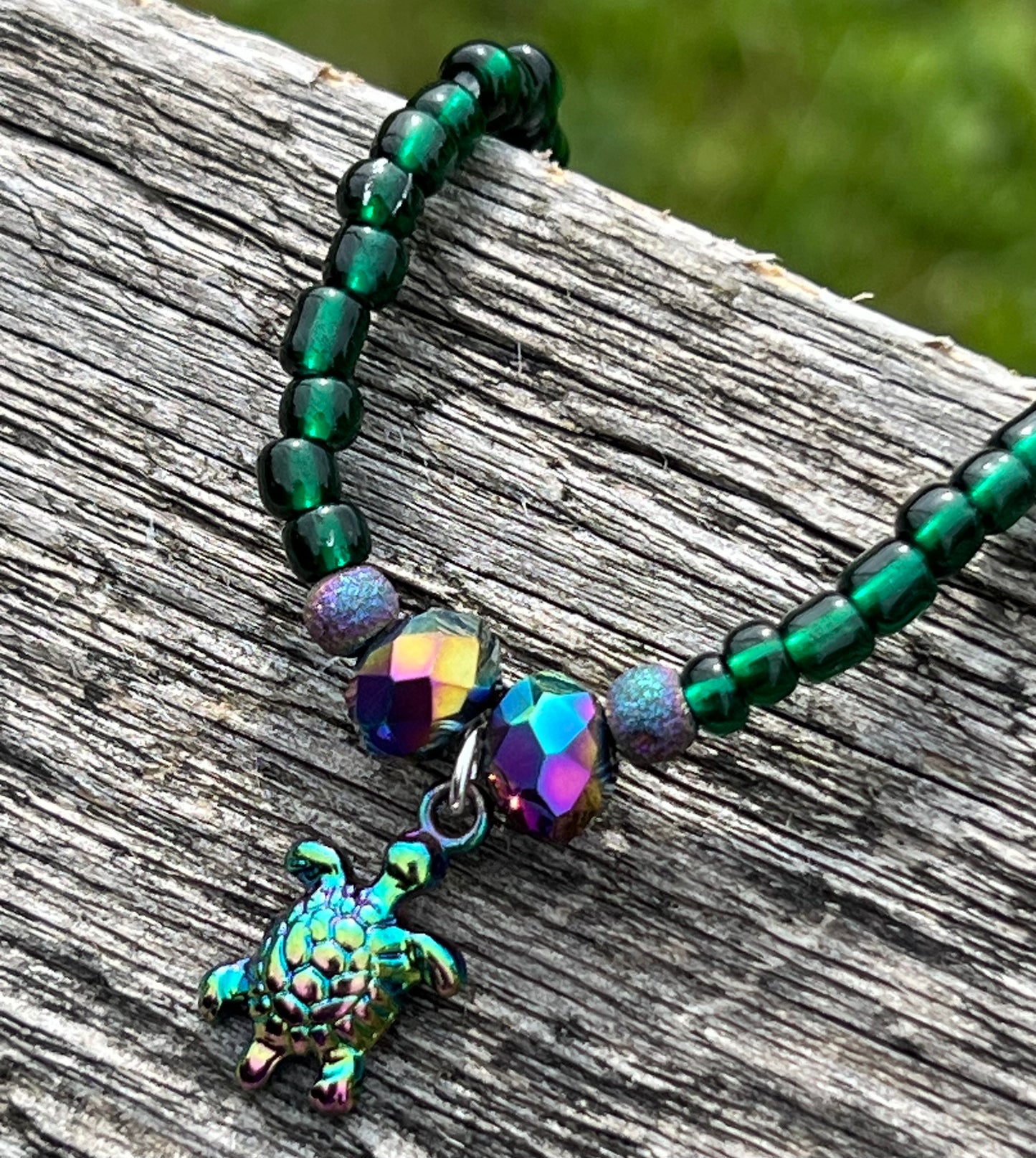 Handmade Oil Spill Sea Turtle Anklet/Bracelet