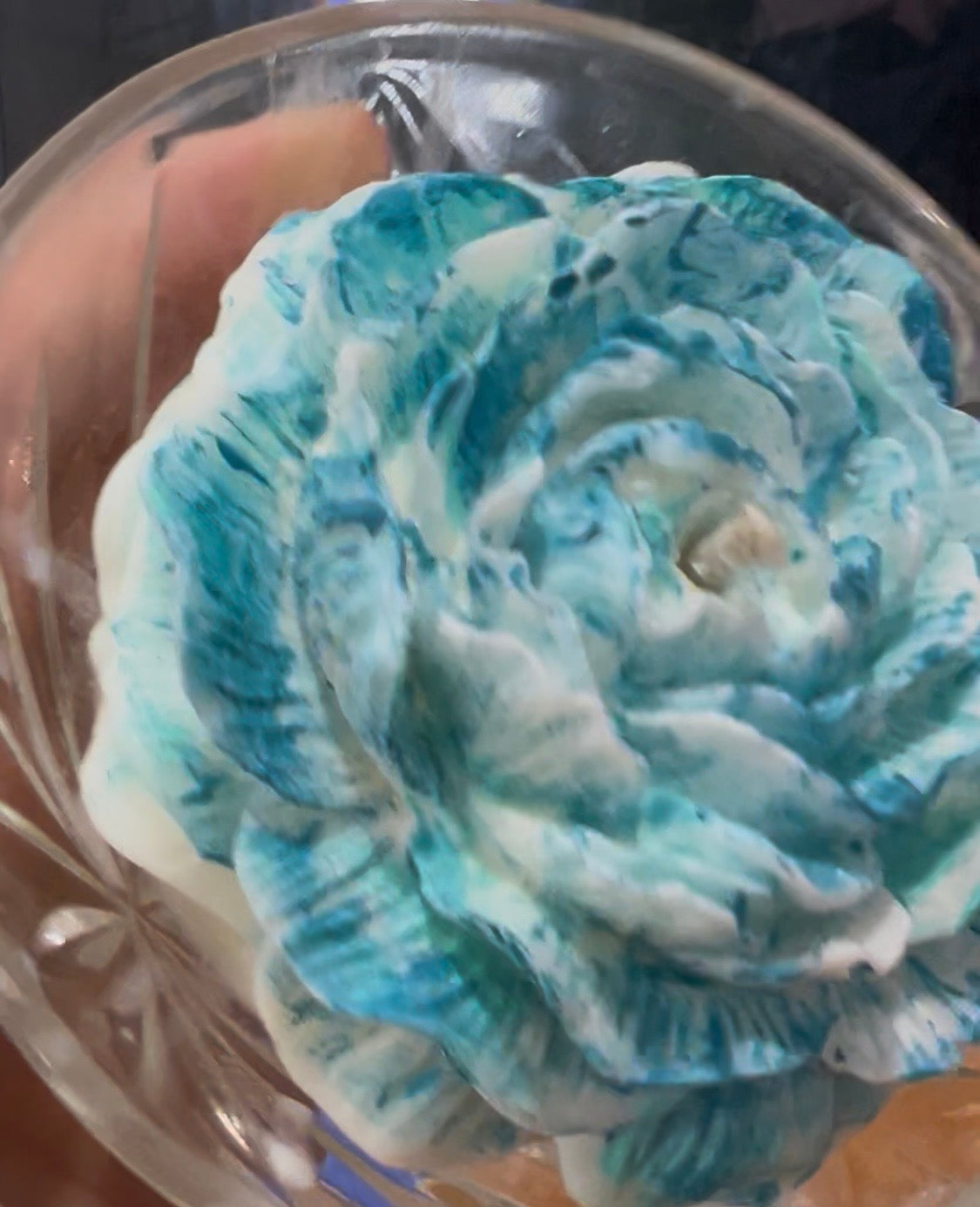 Teal Flower Candle