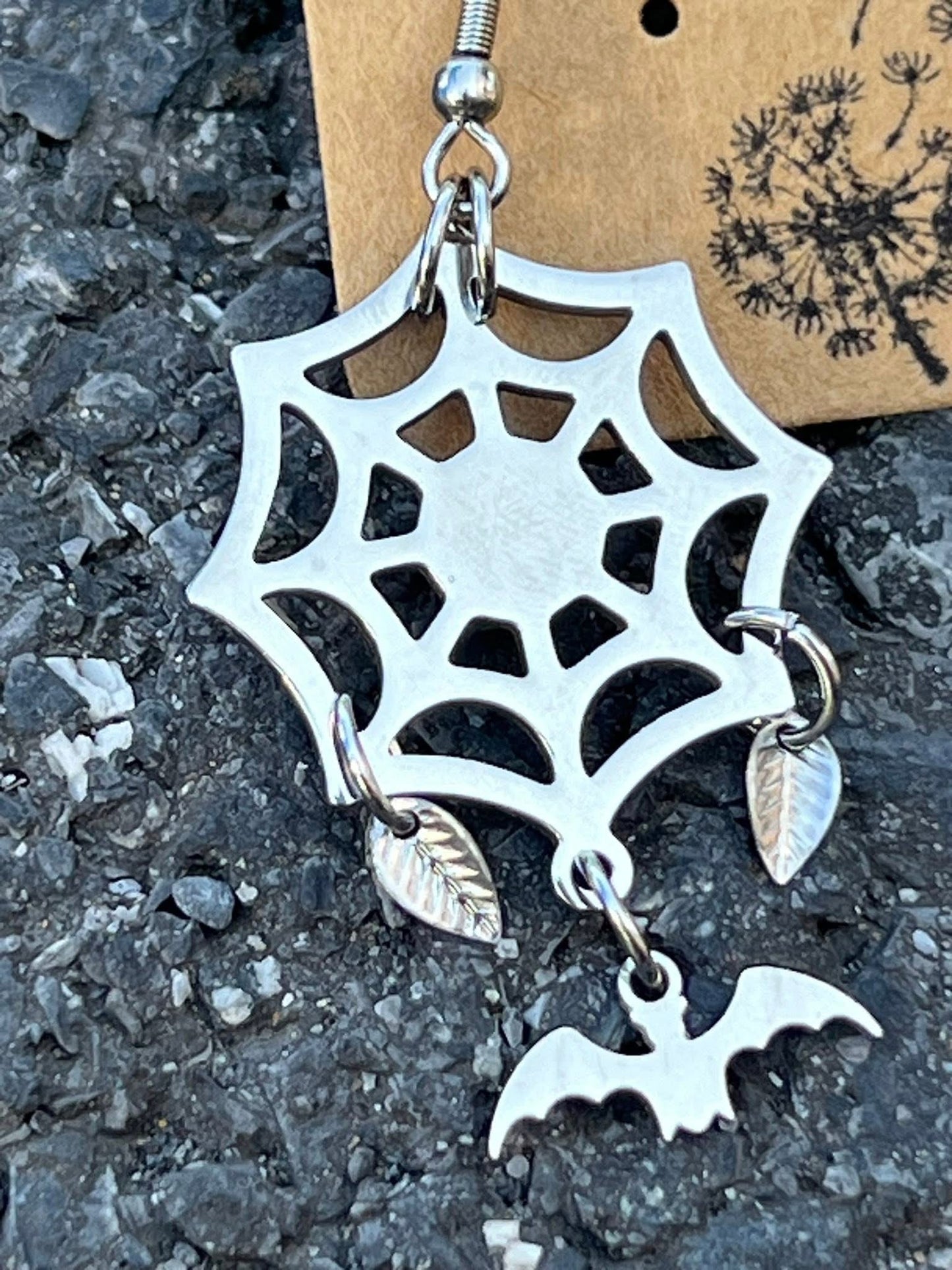 Bat & Spider Web Earrings
