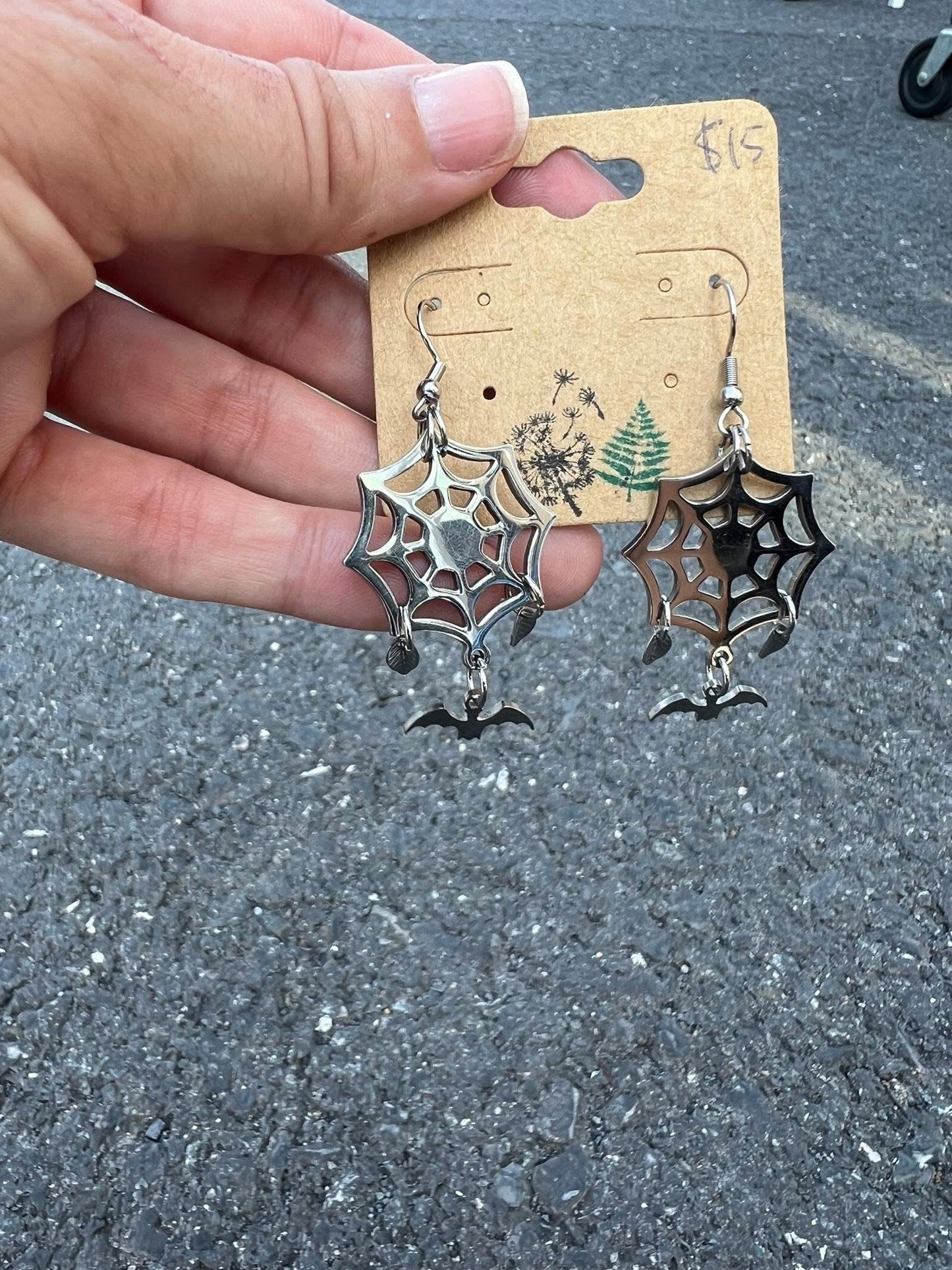 Bat & Spider Web Earrings