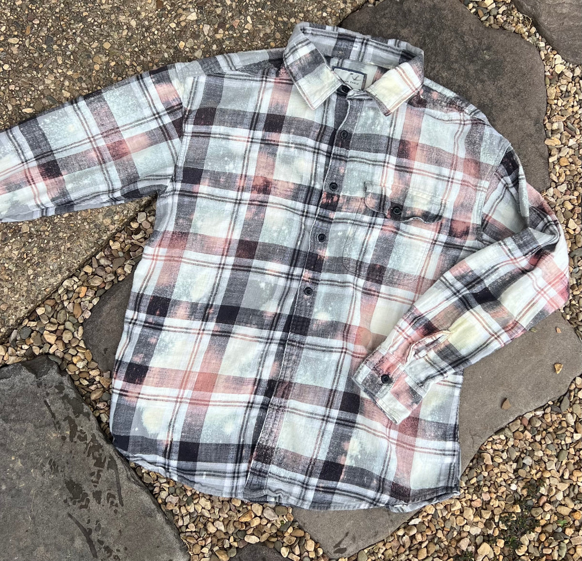 Upcycled Flannel -  FAITH Bleach Art