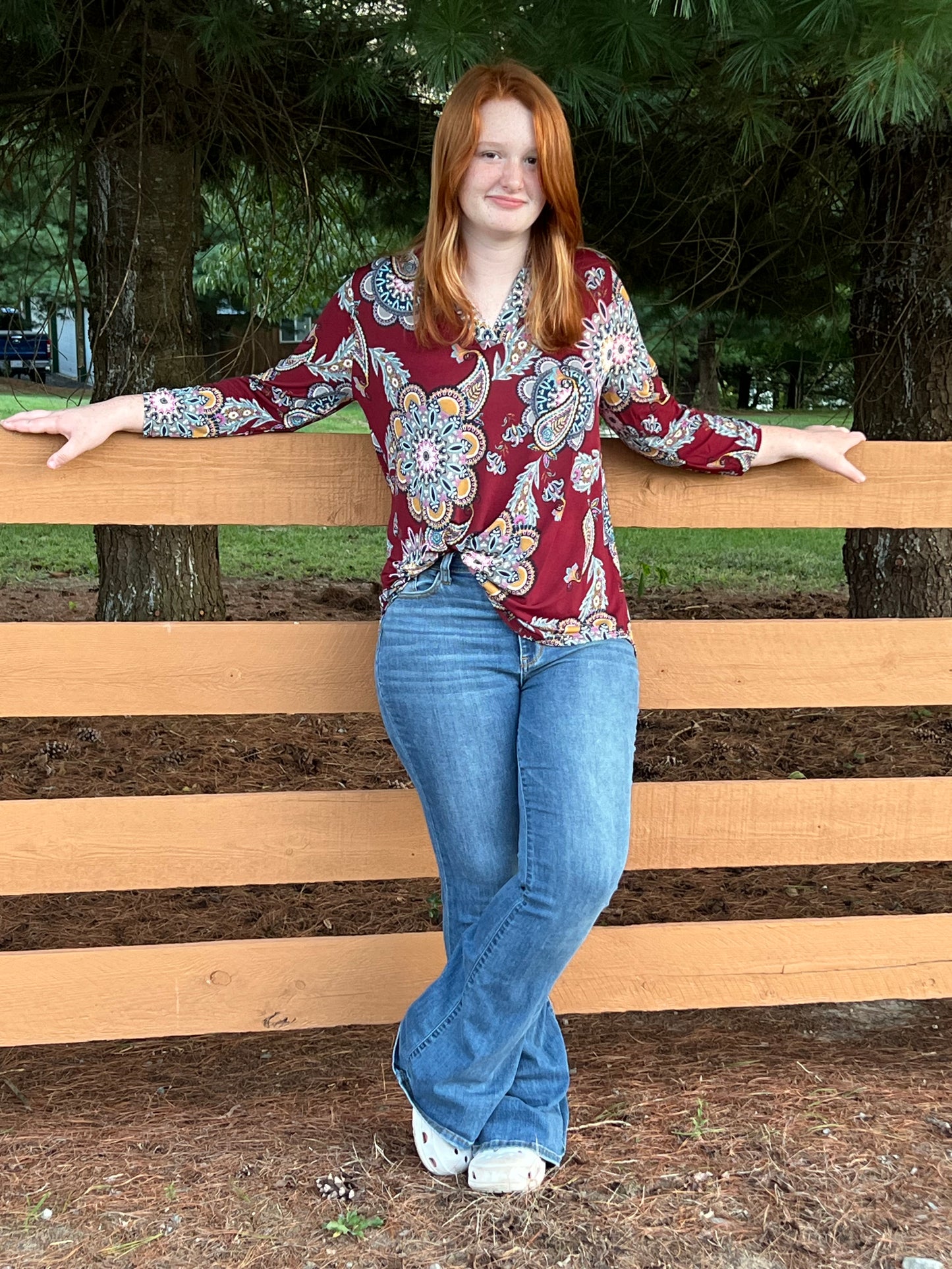 Dear Scarlett Paisley Lizzy 3/4 Sleeve Top